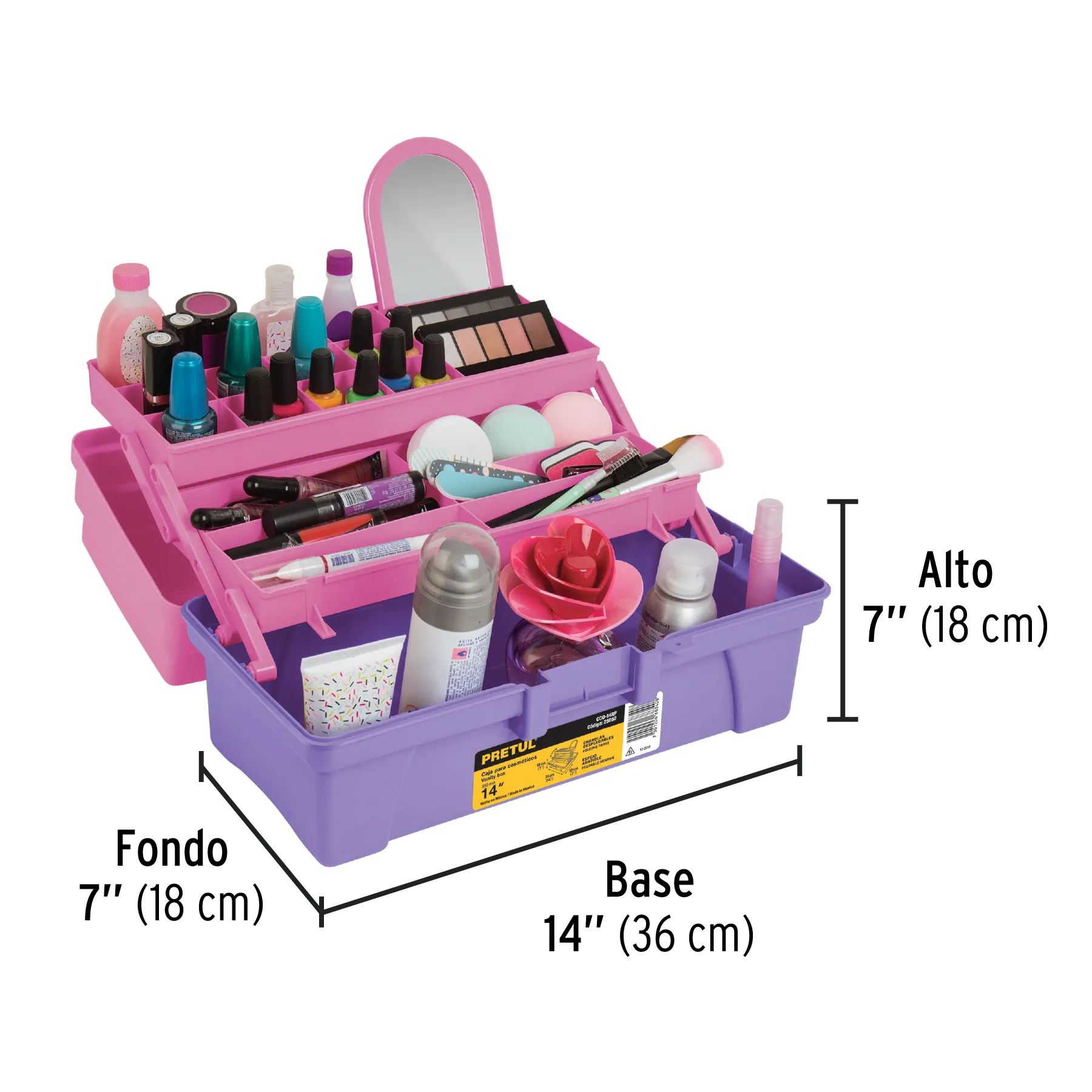 Caja Cosmetiquera / Organizador De Maquillaje 14" Rosa