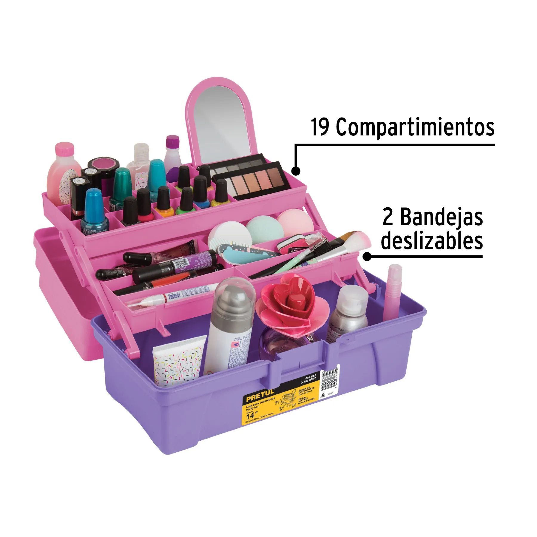 Caja Cosmetiquera / Organizador De Maquillaje 14" Rosa