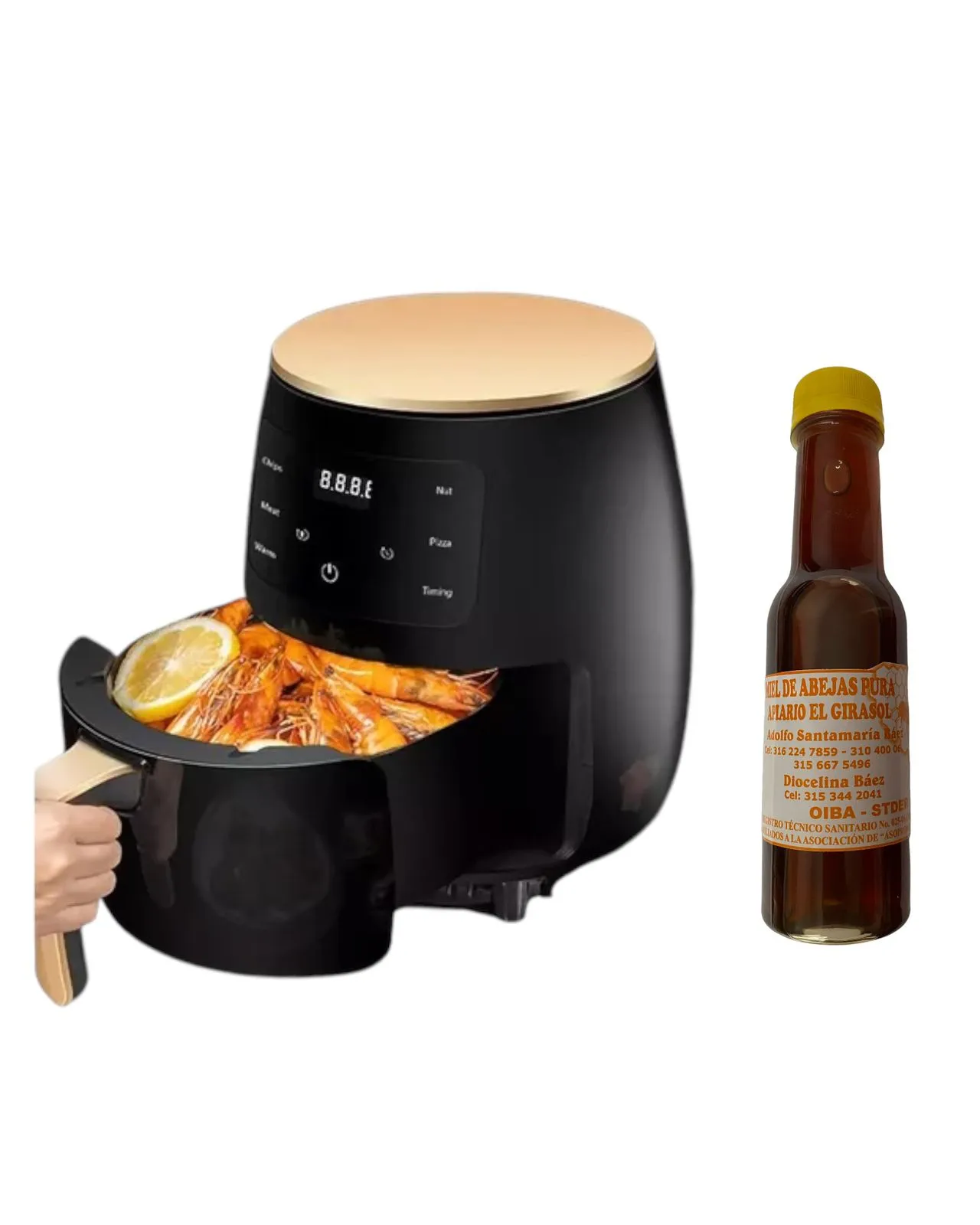 Airfryer Freidora De Aire Digital Sin Aceite Silver Crest 6 Litros + Miel De Abeja 100% Pura