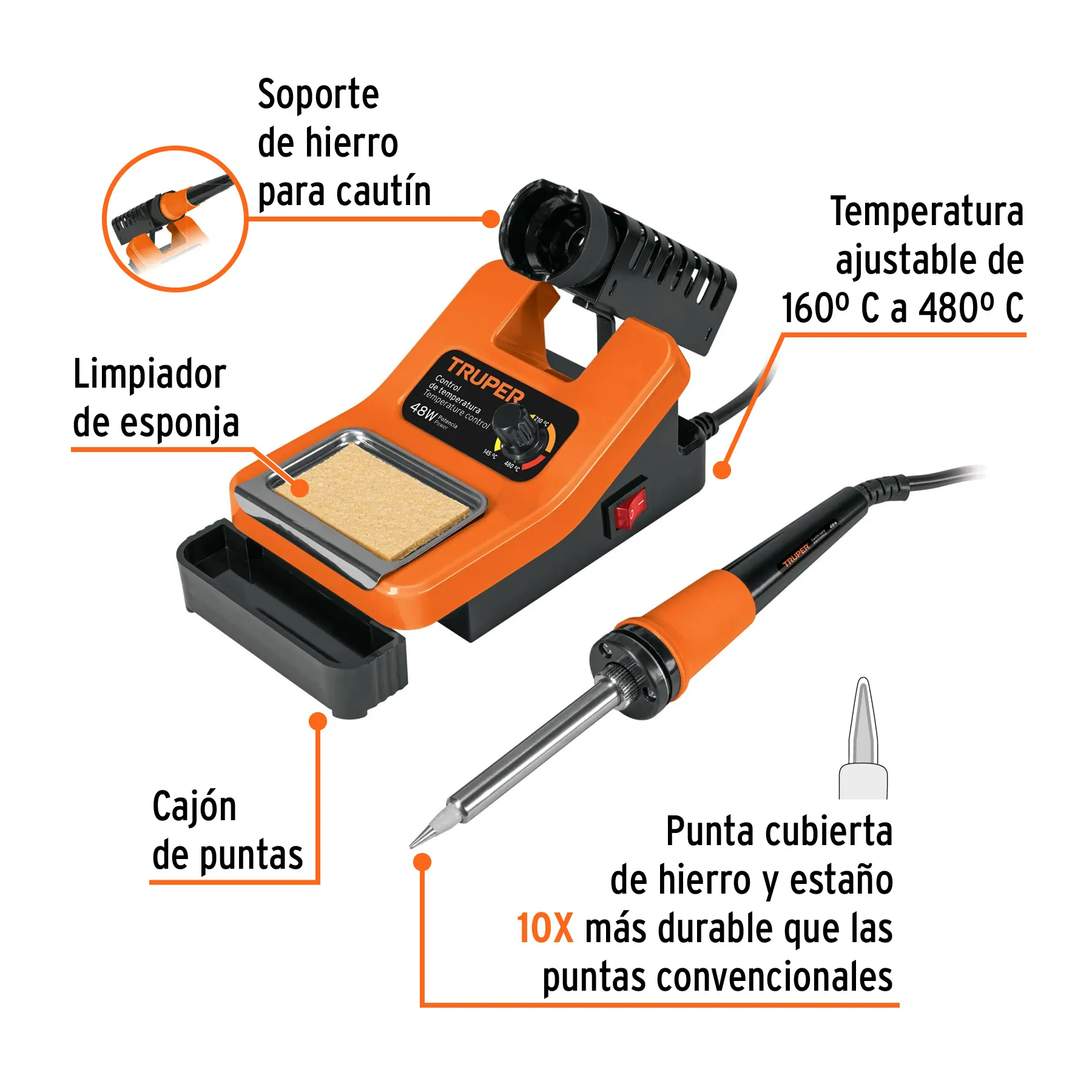 Cautín Profesional Para Electrónica De 48 W Con Estación - Truper