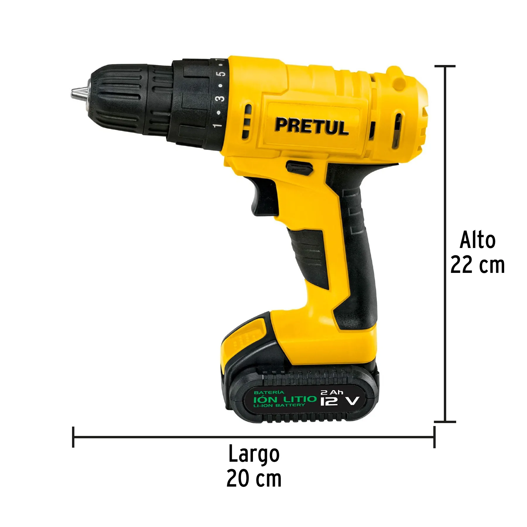 Taladro Atornillador  Inalámbrico Recargable 12V PRETUL 