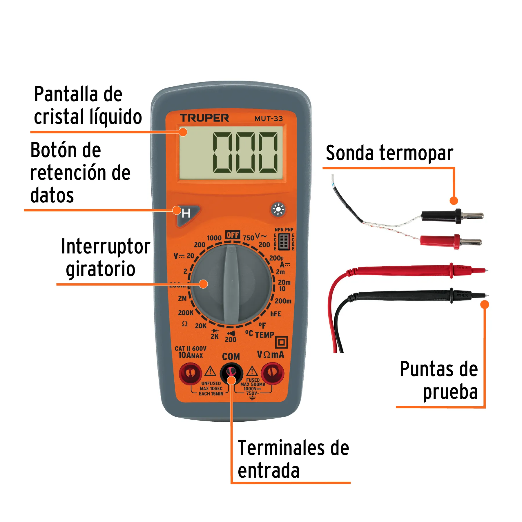 Multimetro Digital Profesional Iluminado Truper