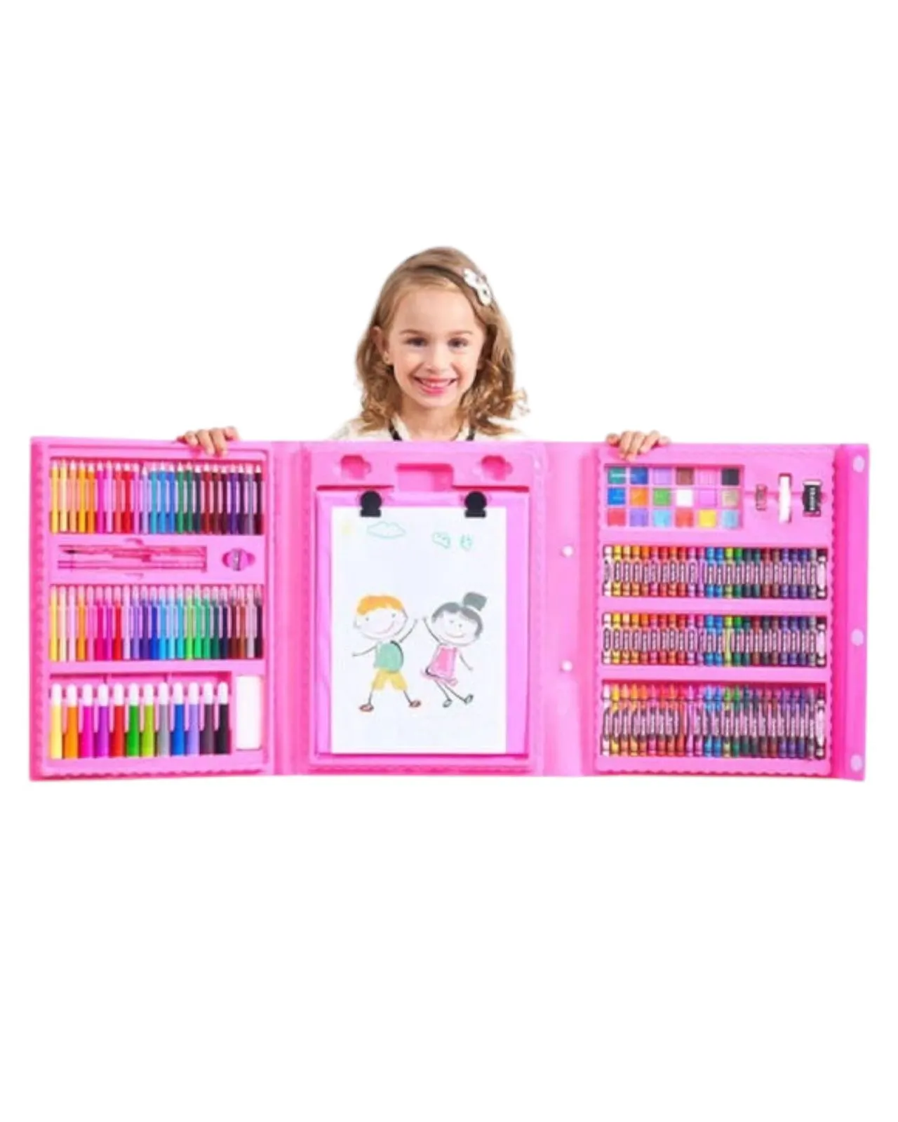 Set De Arte Maleta 208 Piezas Para Niños Creatividad Dibujo Rosado