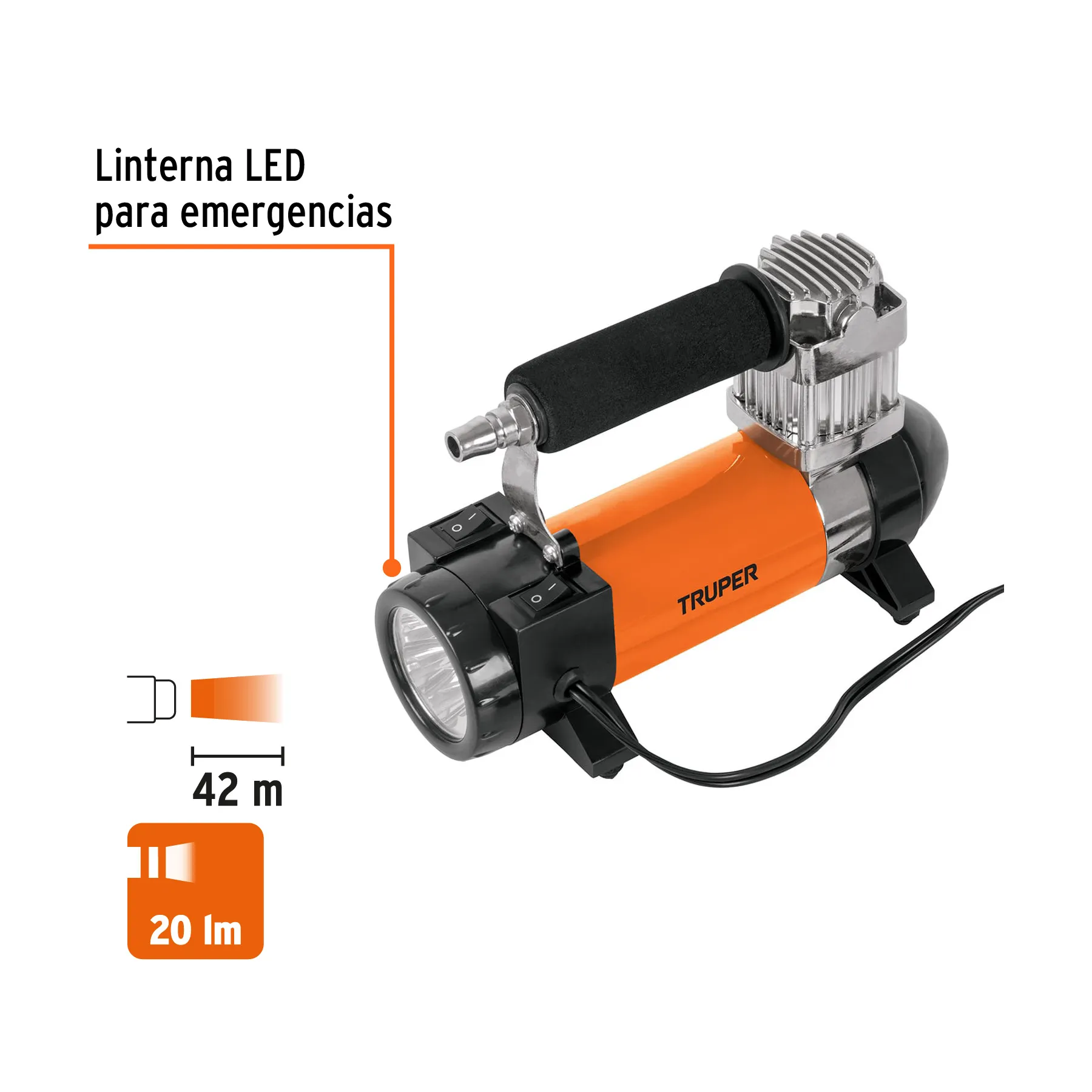 Compresor De Aire Para Auto Multiusos 12V Truper + Maletin