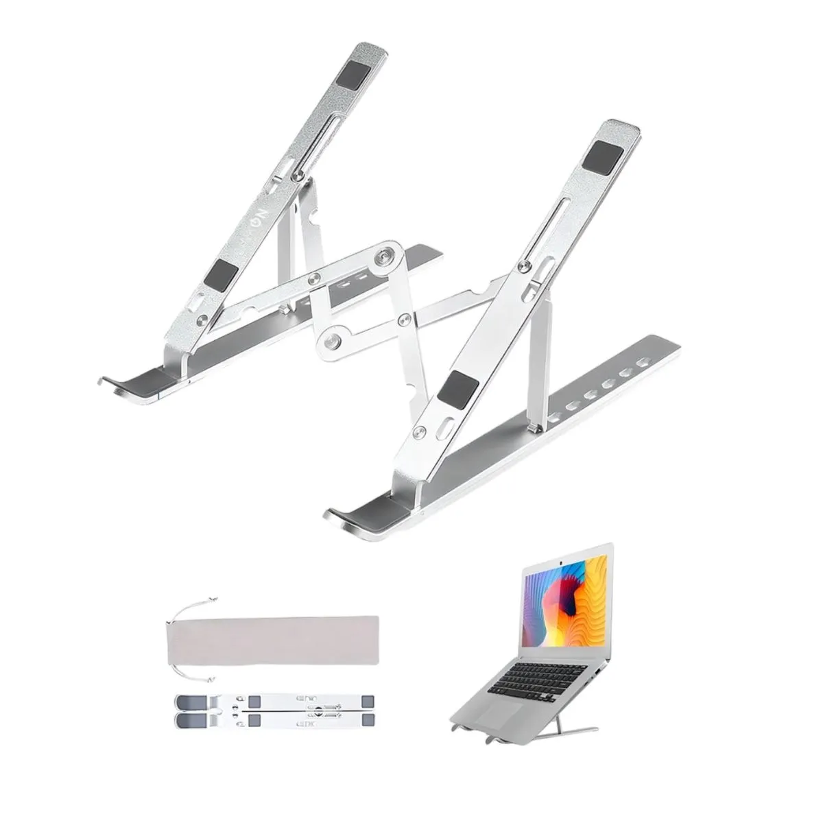 Soporte Base Computador Portatil Ajustable Plegable En Aluminio 