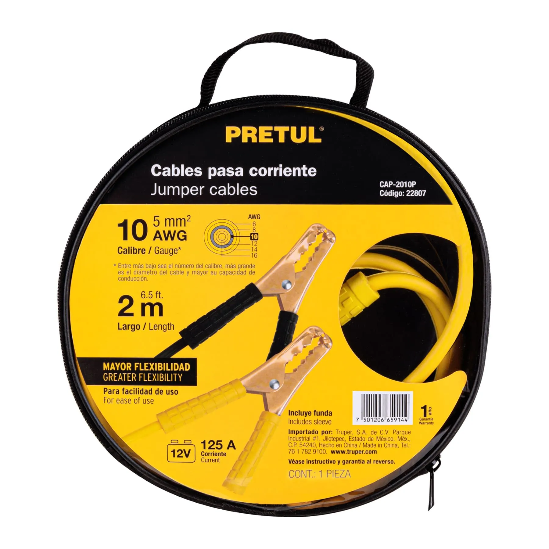 Cables Para Iniciar Batería Carro 2,0mtrs 10AWG Pretul