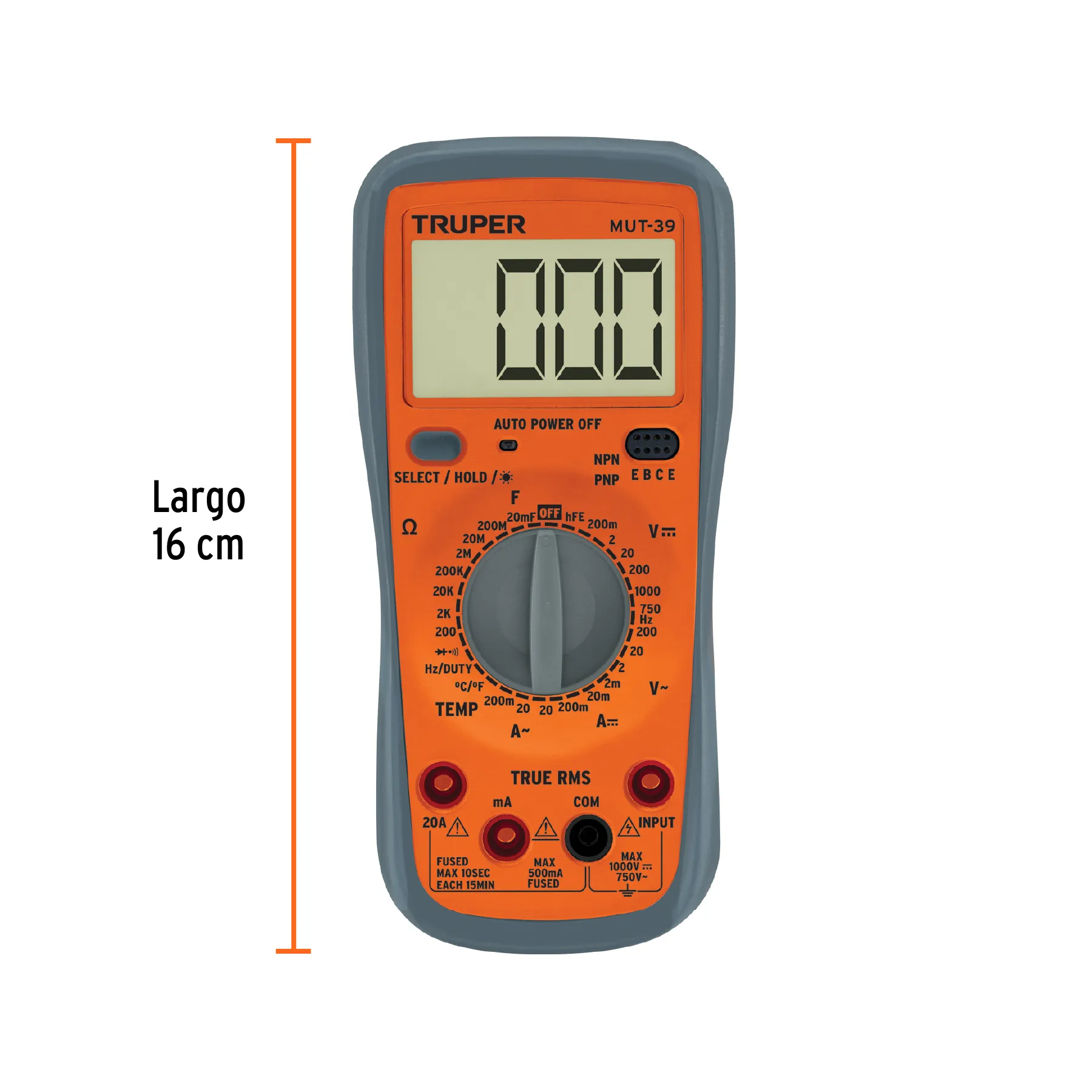 Multimetro Digital Profesional Con RMS  MTU-39 Truper