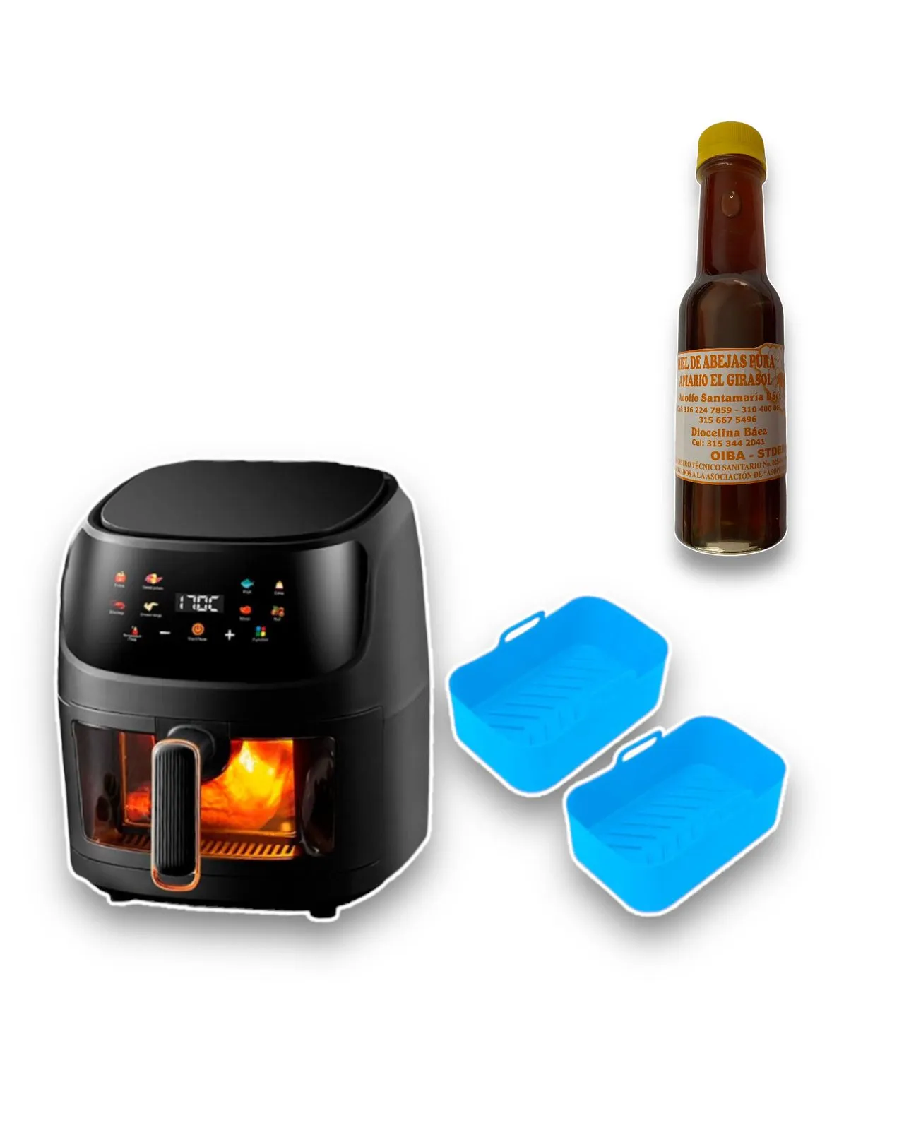 Airfryer Freidora De Aire Digital Sin Aceite Silver Crest 10 Litros + Miel De Abeja 100% Pura