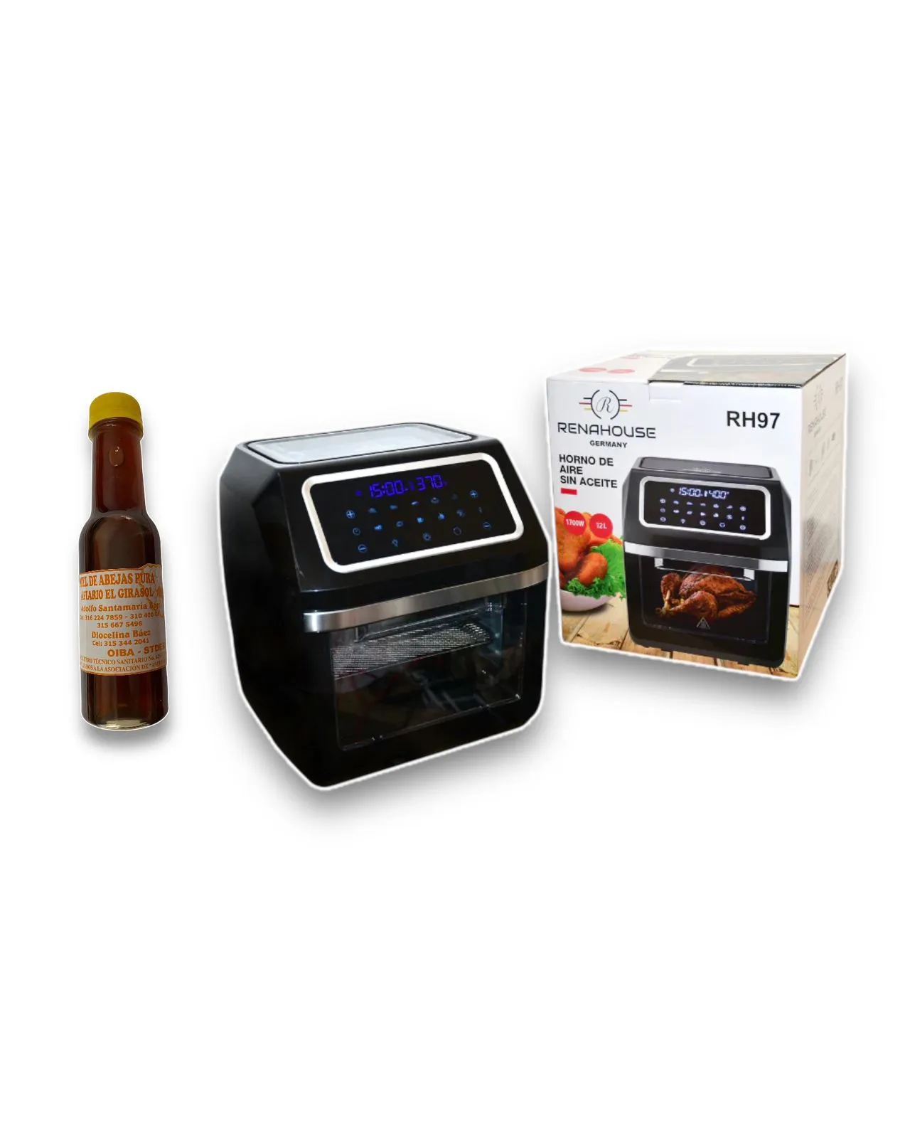 Horno Freidora De Aire RenaHouse RH97 De 12L Sin Aceite + Miel De Abejas 100% Pura