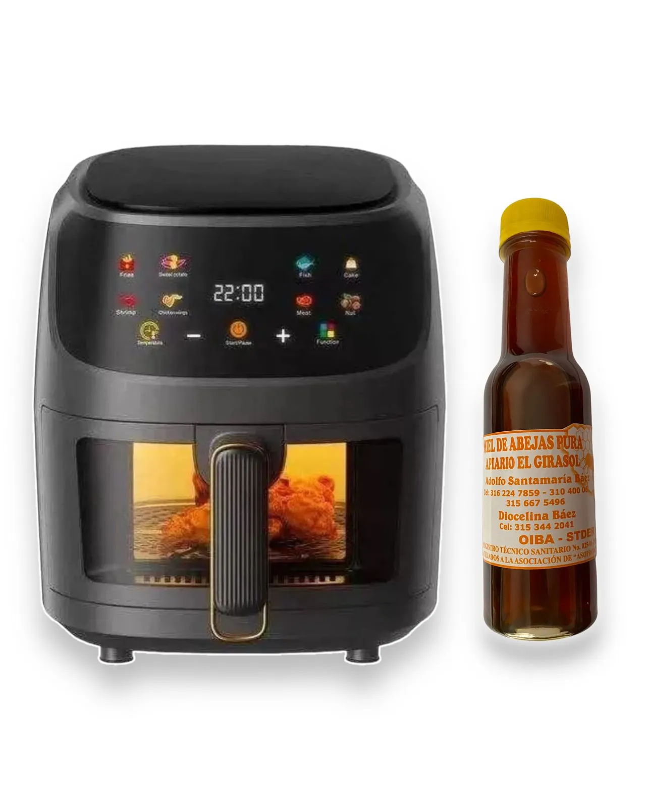 Airfryer Freidora De Aire Digital Sin Aceite Silver Crest 8 Litros + Miel De Abeja 100% Pura