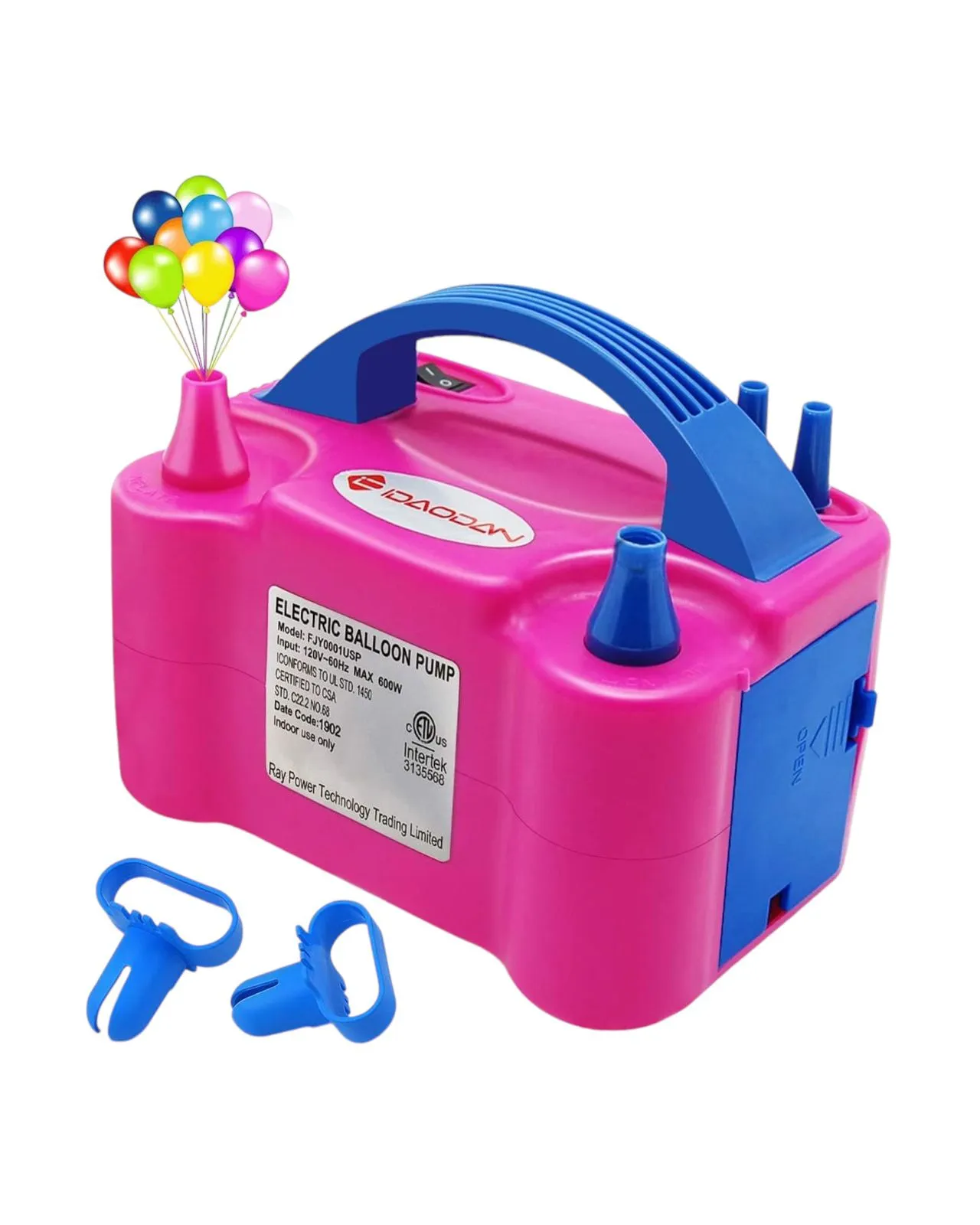 Inflador Electrico Para Globos Doble Rosado