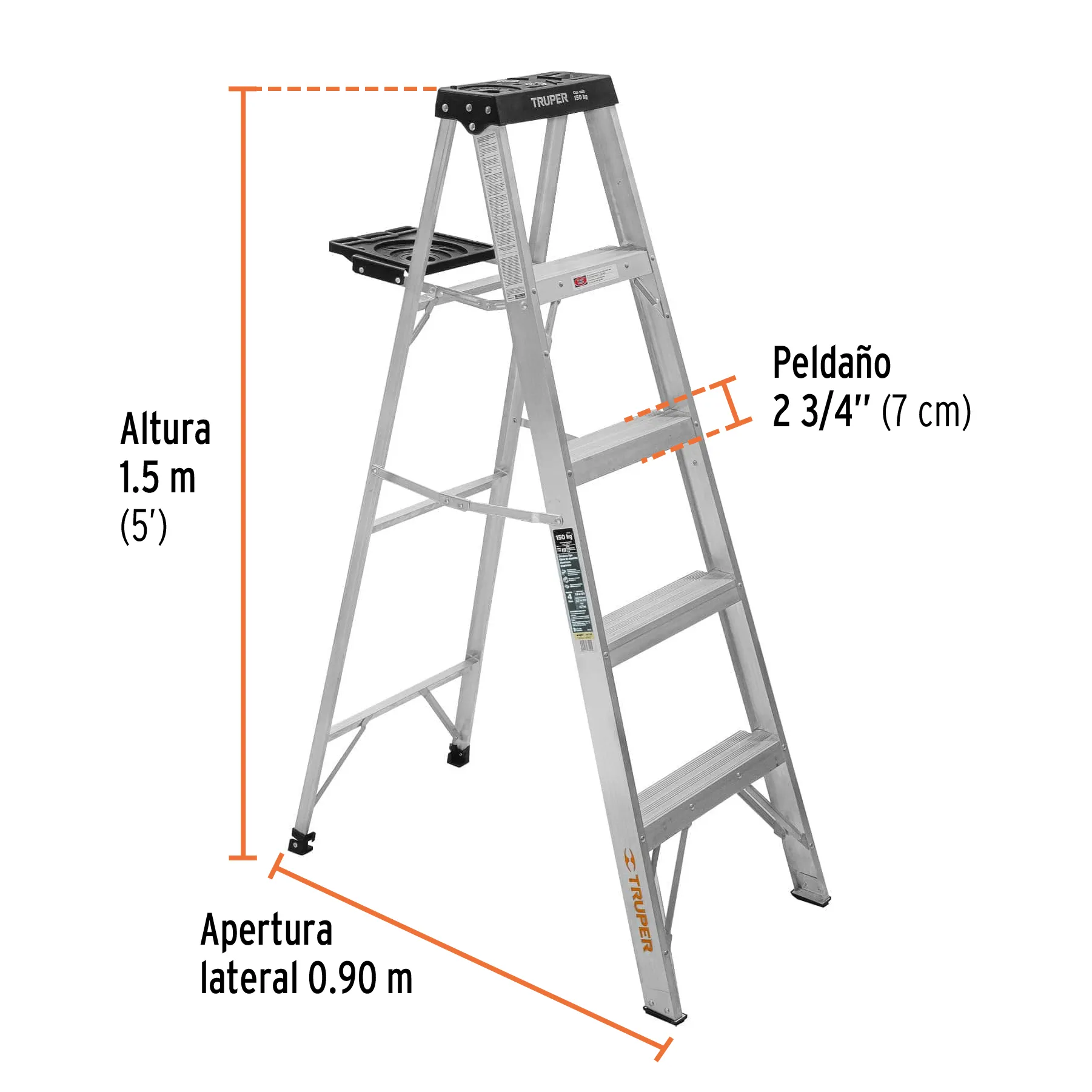 Escalera De 5 Escalones - 4 Peldaños Tipo 3 Truper 