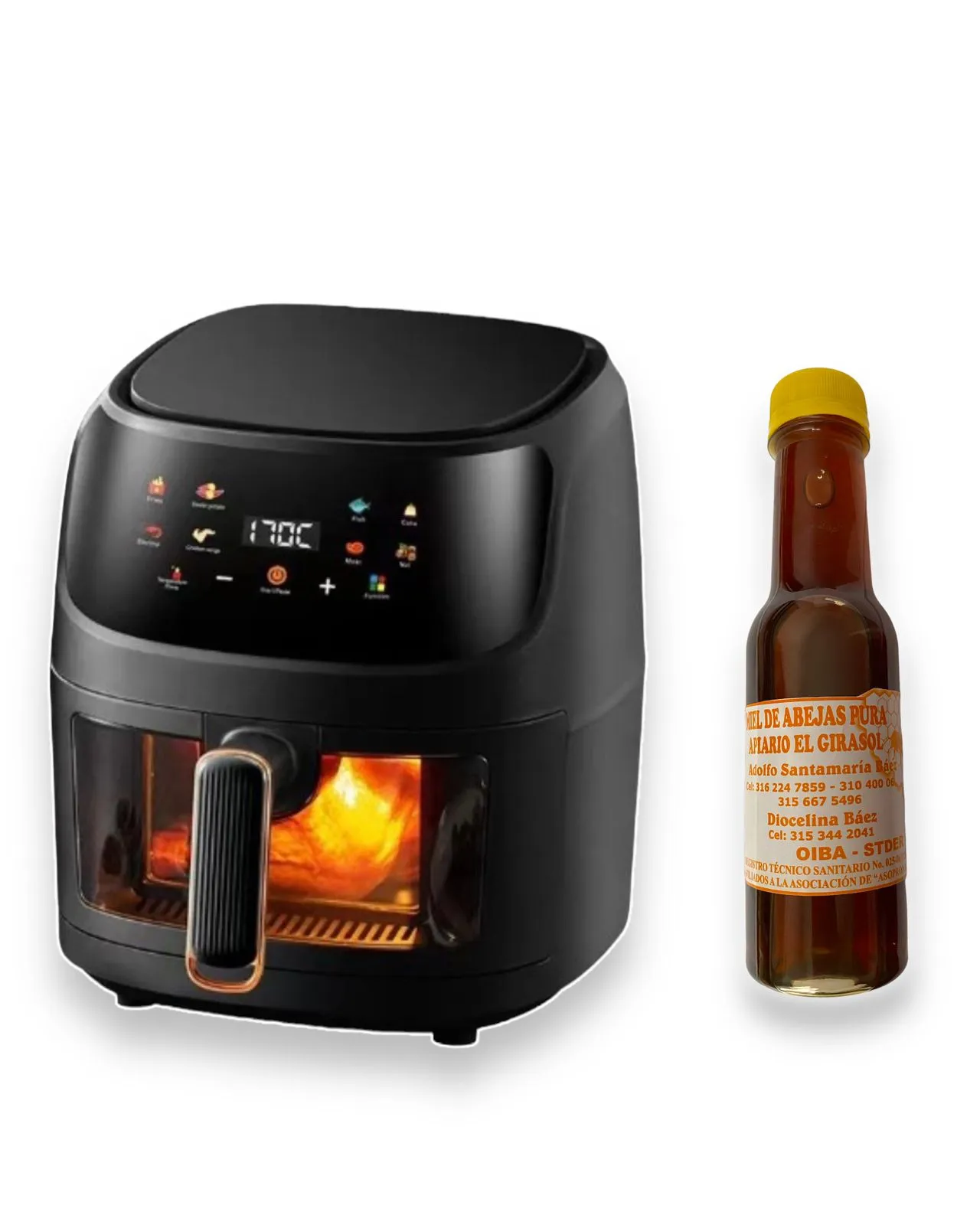 Airfryer Freidora De Aire Digital Sin Aceite Silver Crest 8 Litros + Miel De Abeja 100% Pura