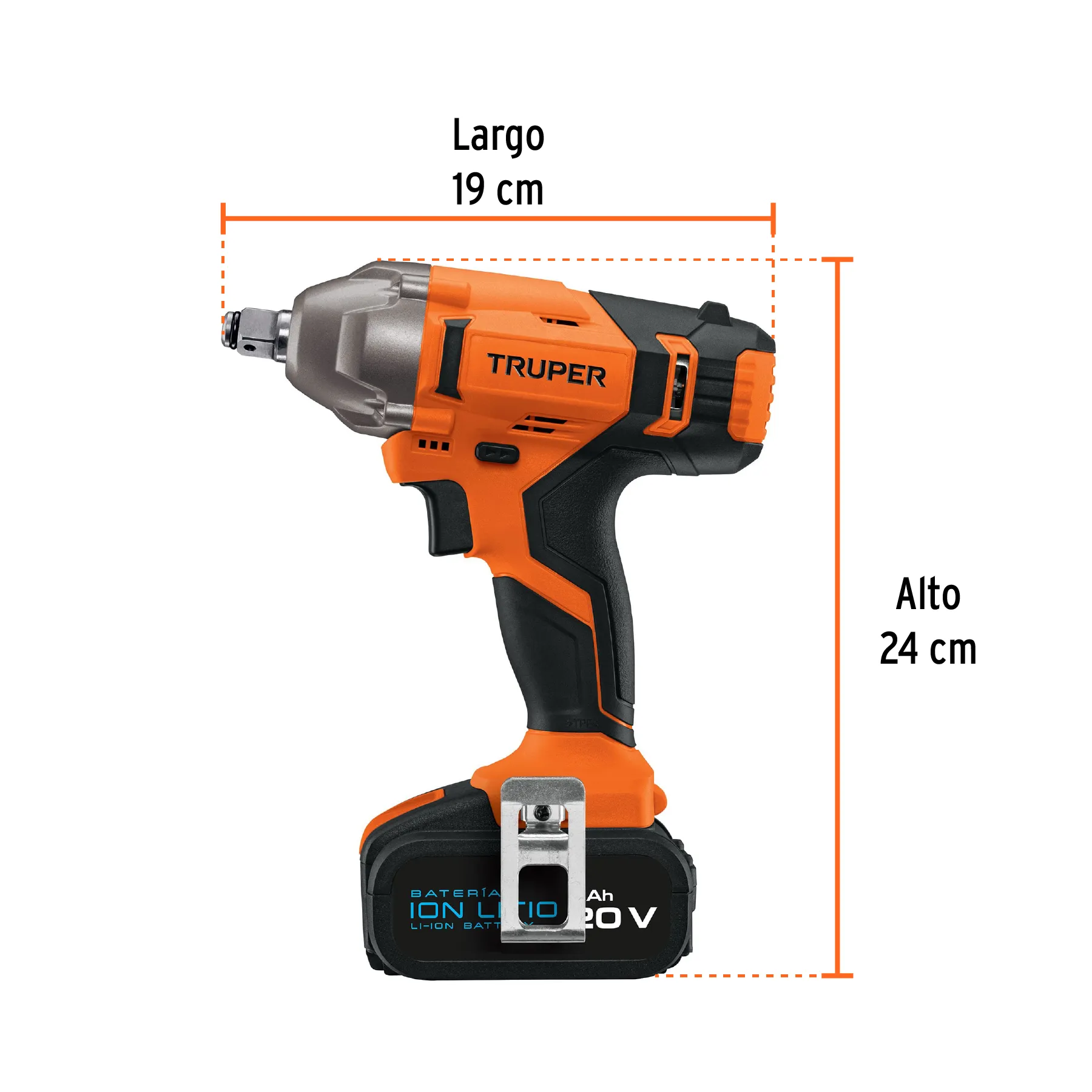 Llave De Impacto Inalámbrica 1/2"  Profesional 20 V Truper