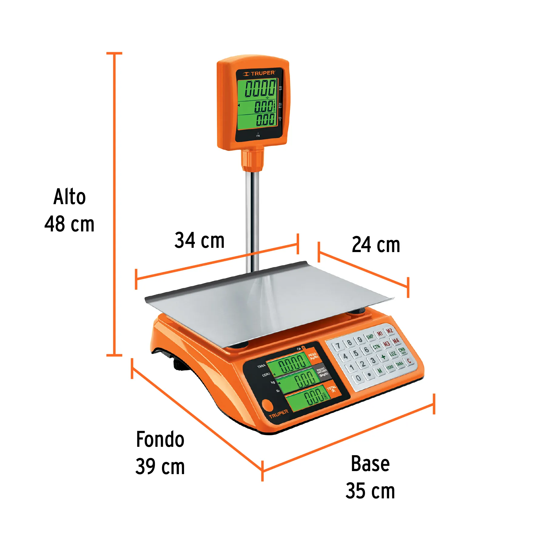 Báscula Electrónica Truper Multifunciones Con Torreta Capacidad 40Kg