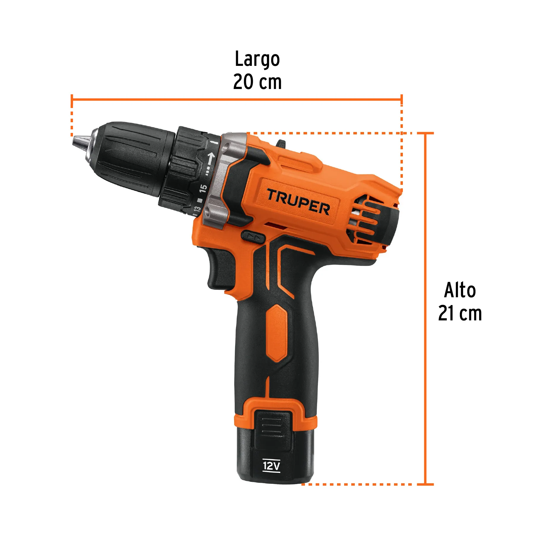 Taladro Atornillador Inalámbrico Profesional 3/8" Recargable 12V Truper 