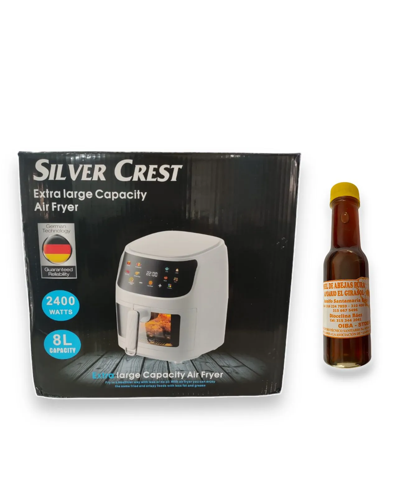 Airfryer Freidora De Aire Digital Sin Aceite Silver Crest 8 Litros + Miel De Abeja 100% Pura