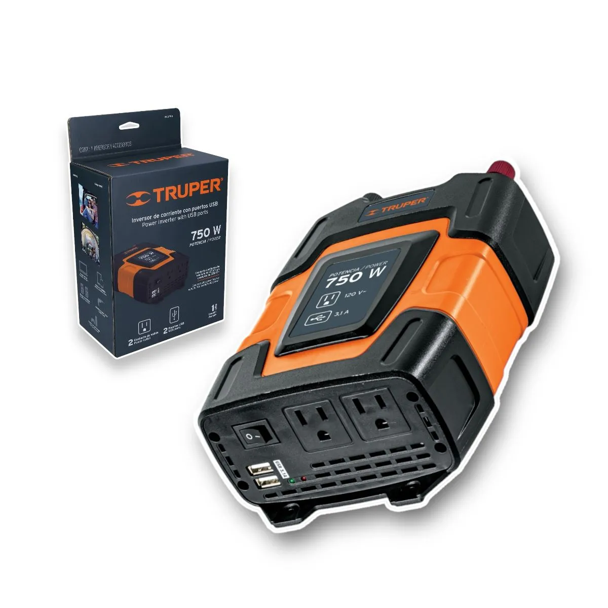 Inversor De Corriente Con Puerto Usb 750W Truper