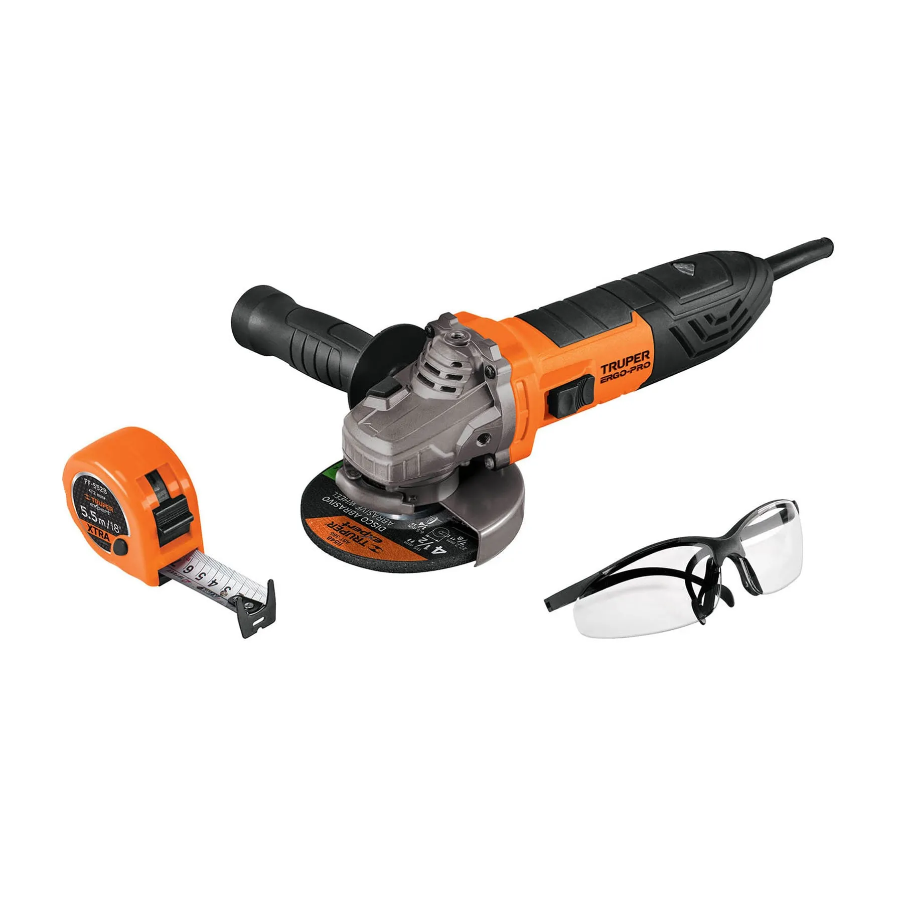 Combo Pulidora Truper 4 1/2″ 850W + Flexometro y Gafas De Seguridad