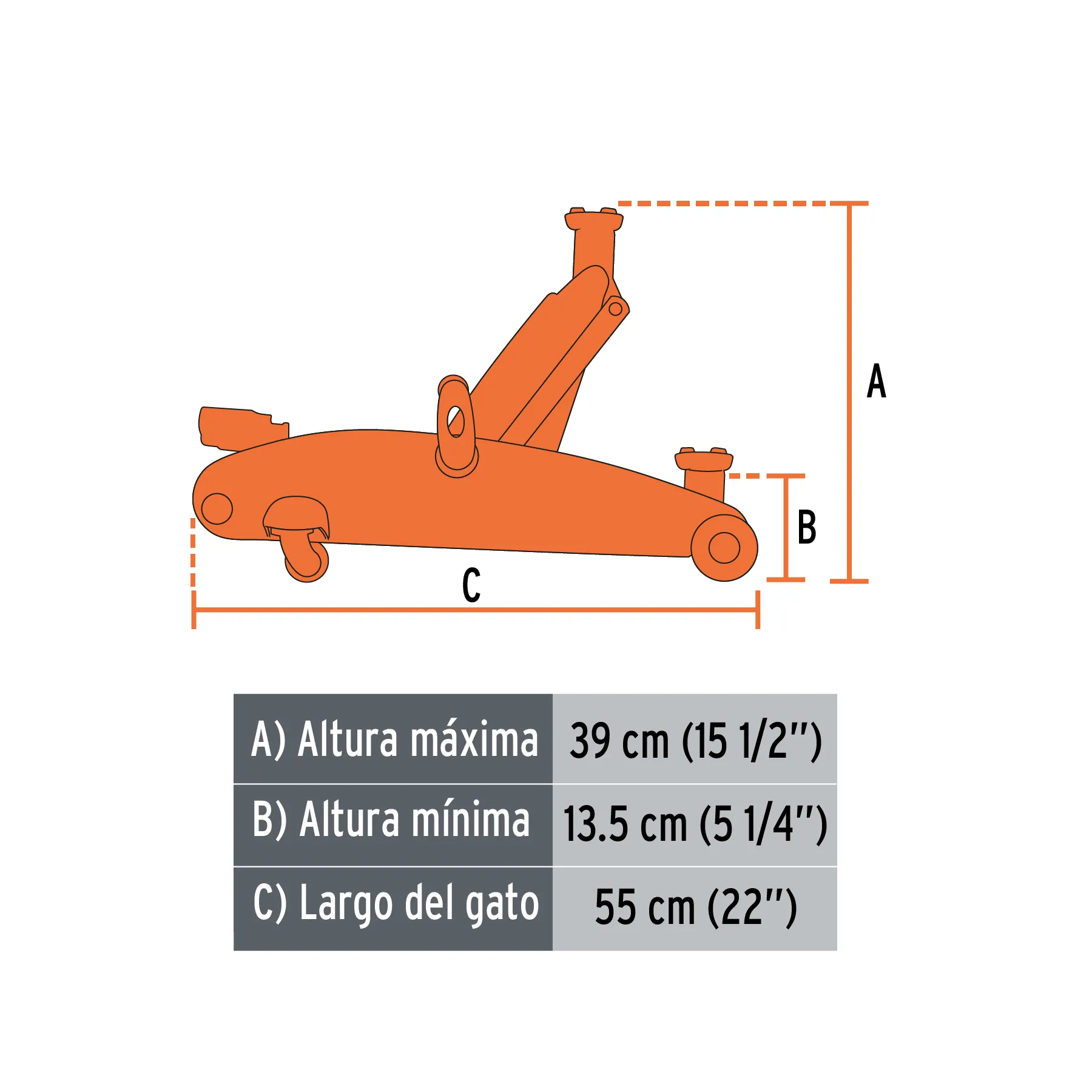 Gato Hidráulico Tipo Zorra Para Automóvil Y Camioneta 2.5 Toneladas Reforzado Truper + Estuche / Elevacion Rapida 