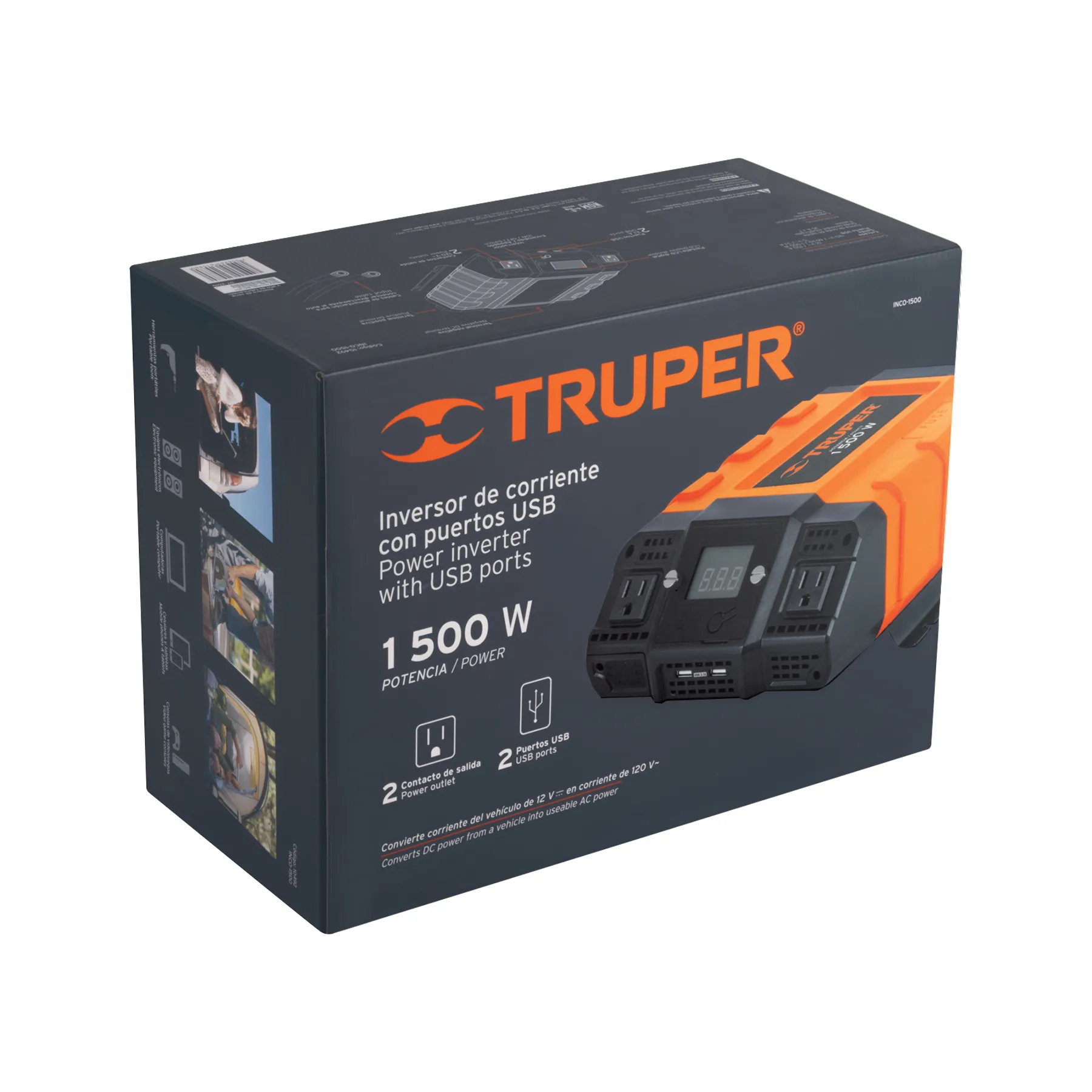 Inversor De Corriente Con Puerto Usb 1500W Truper