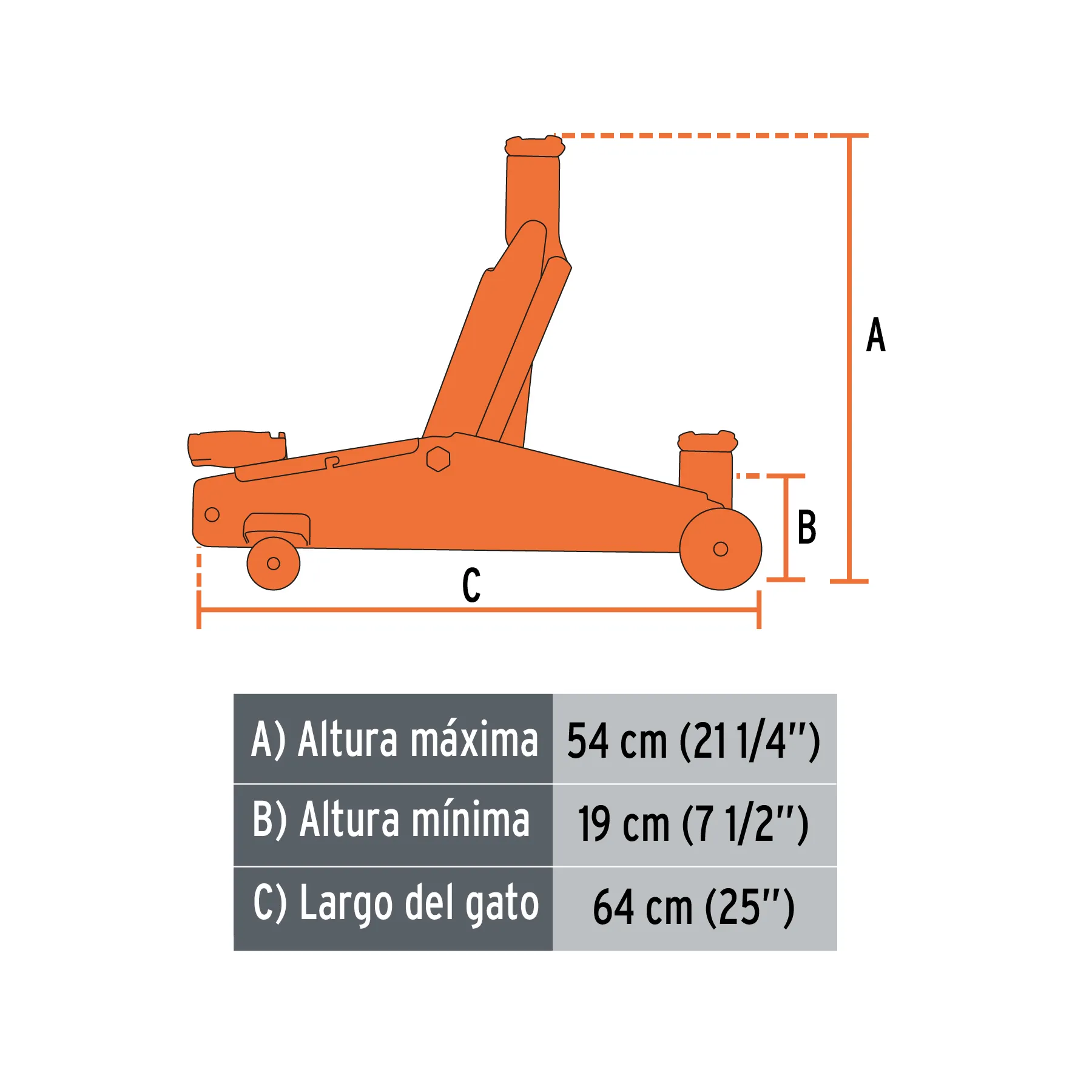 Gato Hidráulico Tipo Zorra Para Automóvil Y Camioneta 3 Toneladas Reforzado Truper + Estuche / Elevacion Rapida 