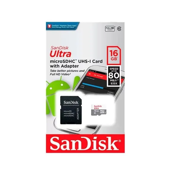 Micro SD Sandisk Con Almacenamiento De 16GB