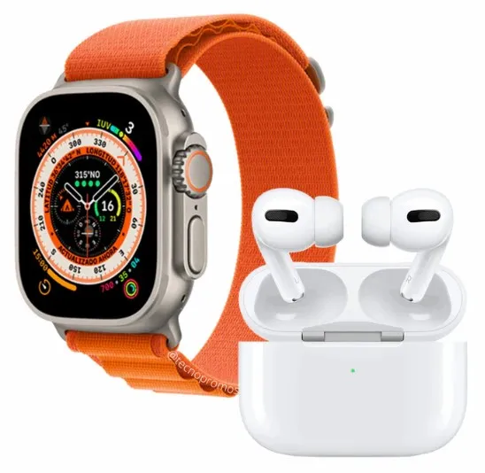 Airpods Pro 2 2023 Control De Ruido Tactil 1:1 + Smartwatch T800 Ultra Doble Manillas Pulso