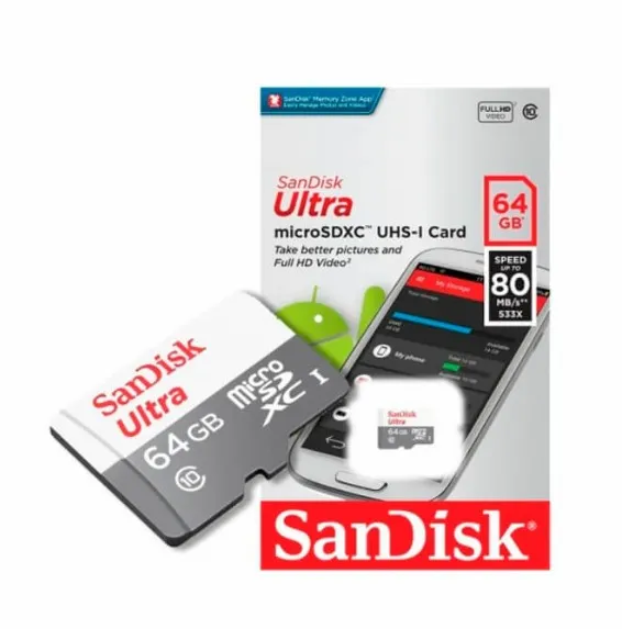 Micro SD Sandisk Con Almacenamiento De 64GB