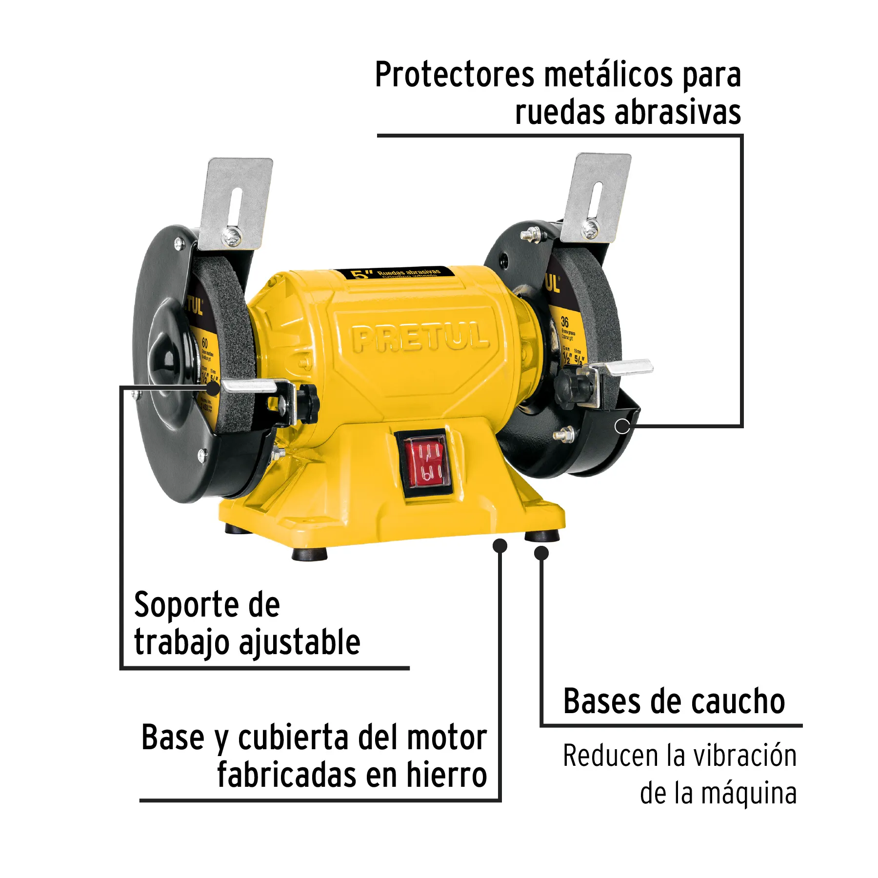 Esmeril De Banco De 5" 1/6 Hp Pretul