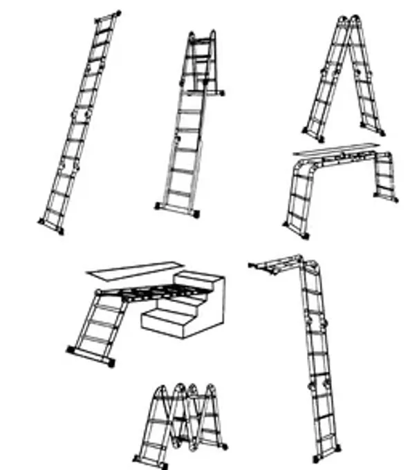 Escalera Multifuncional 12 Peldaños Con 4 Cuerpos De 3 Peldaños Forte