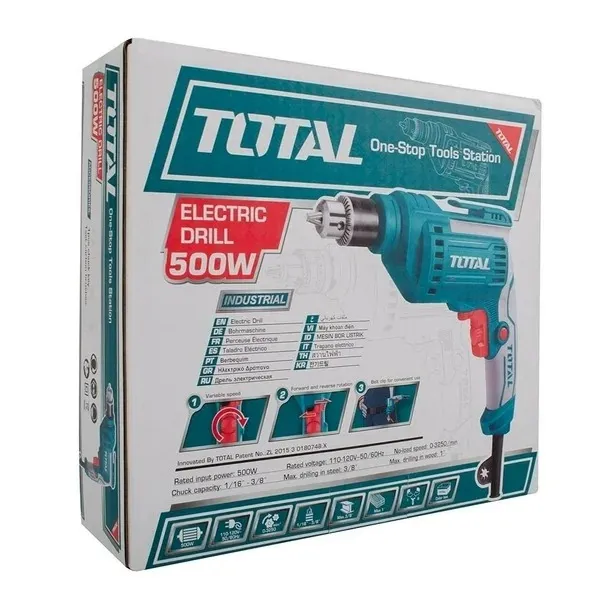 Taladro De Rotación 3/8 Industrial 500W V/Variable Total