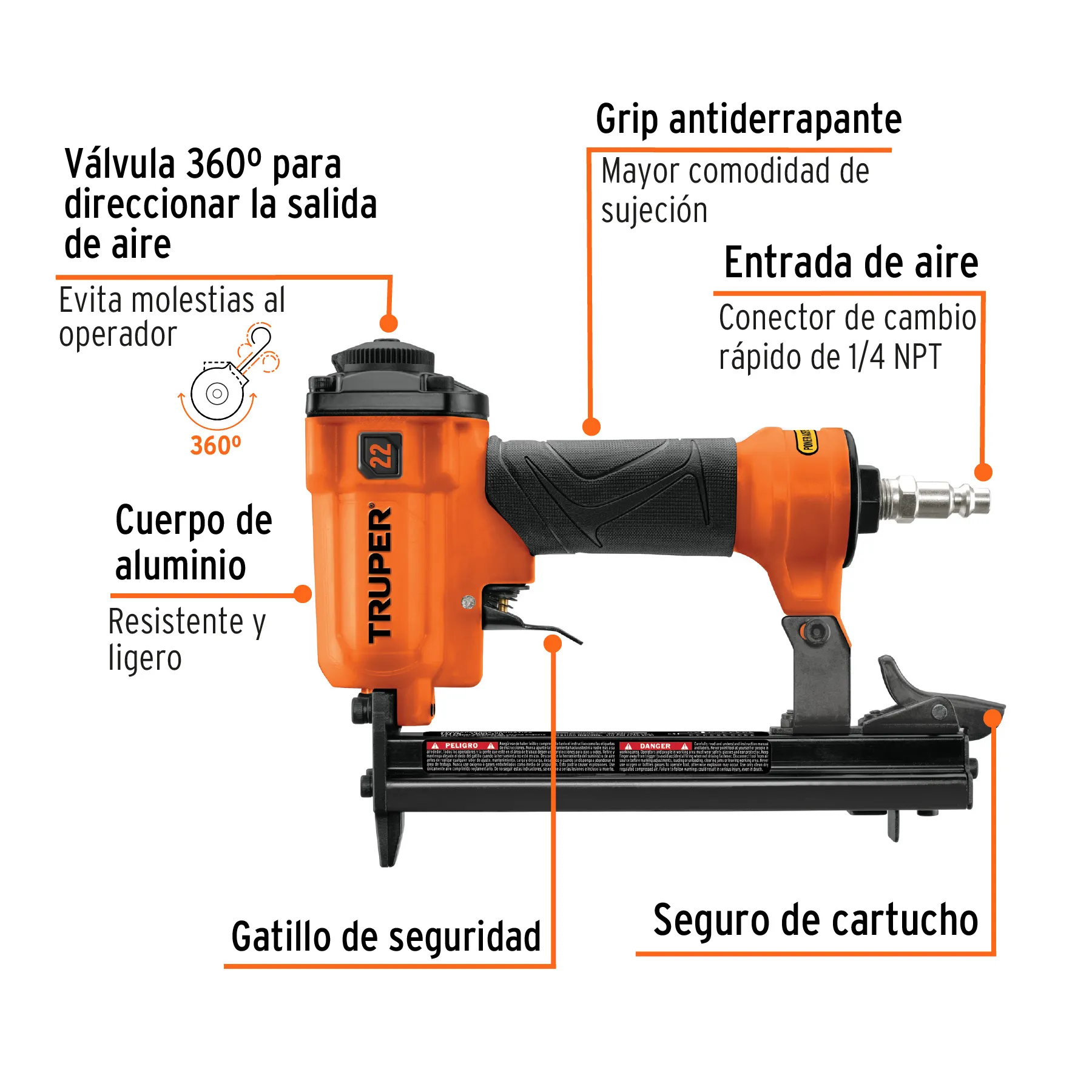 Grapadora Neumática Cal 22 Truper