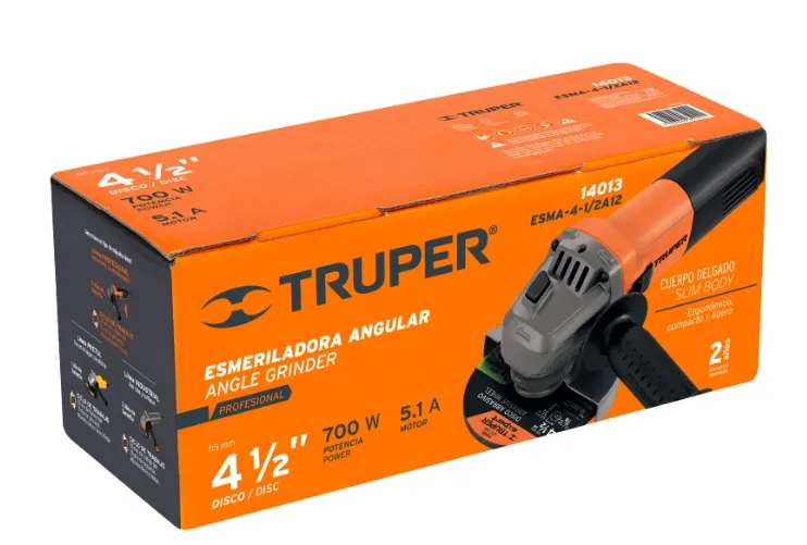 Pulidora Y/O Esmeriladora Angular 4-1/2" 700 W, Profesional, Truper