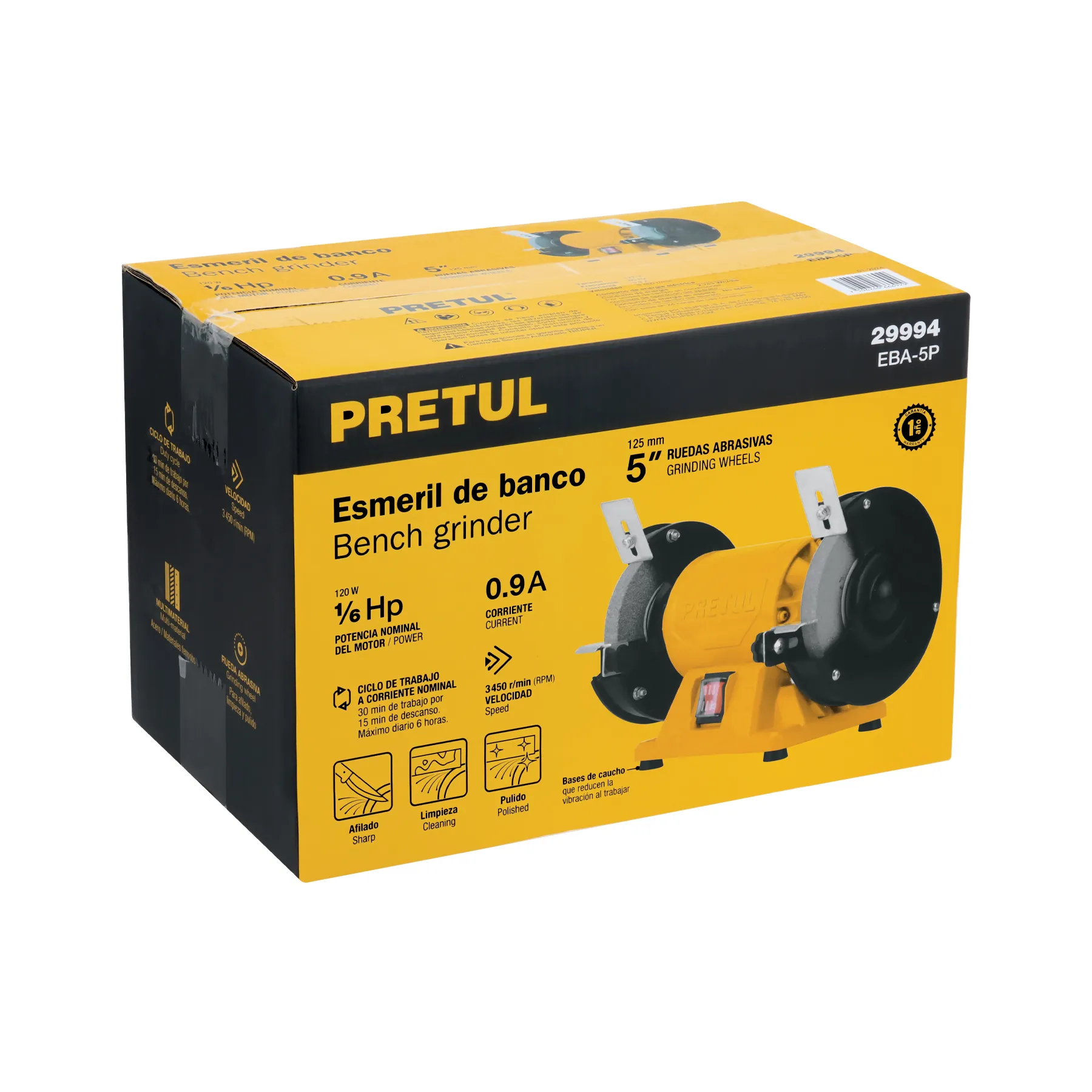 Esmeril De Banco De 5" 1/6 Hp Pretul