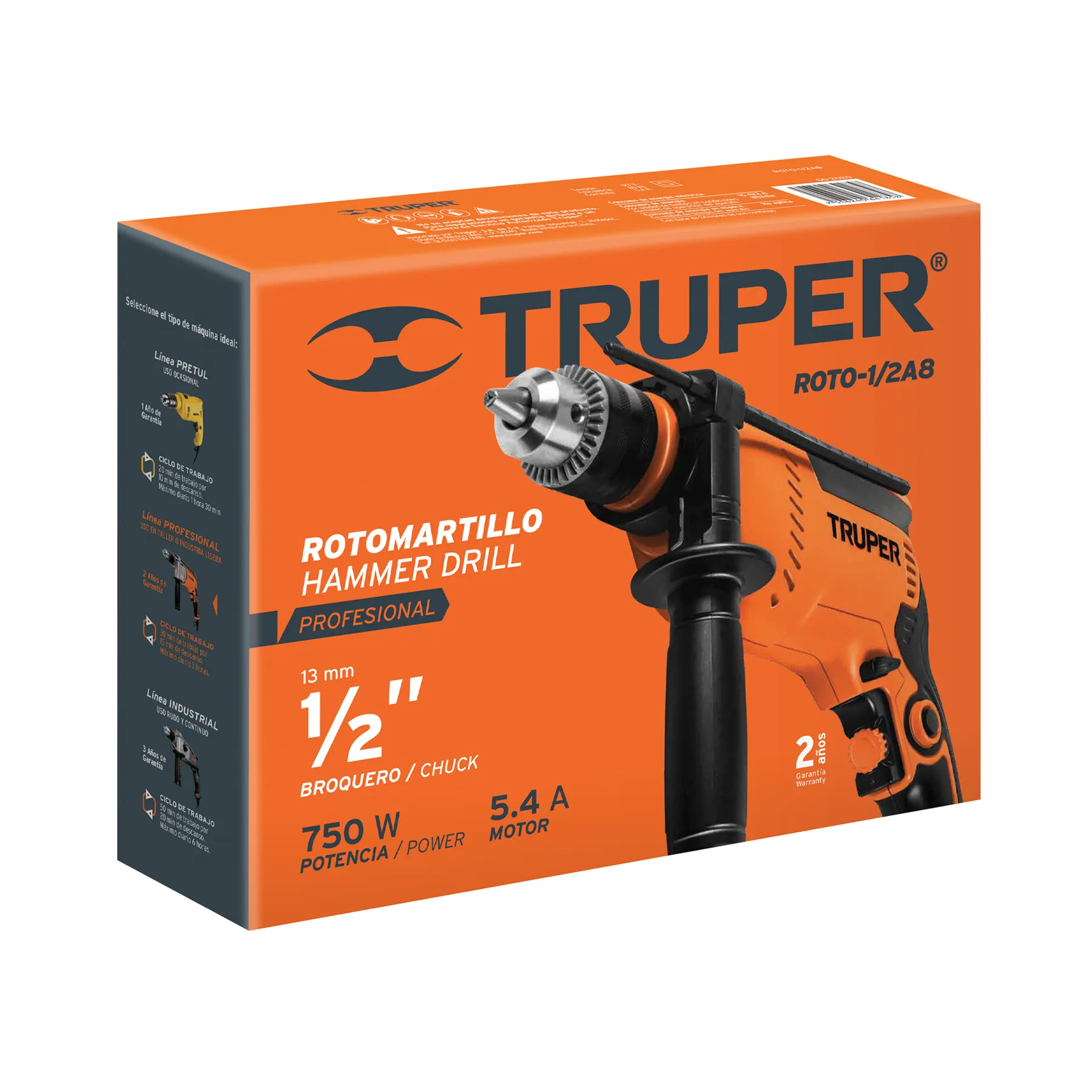 Taladro Percutor 1/2" 750 W Profesional Truper