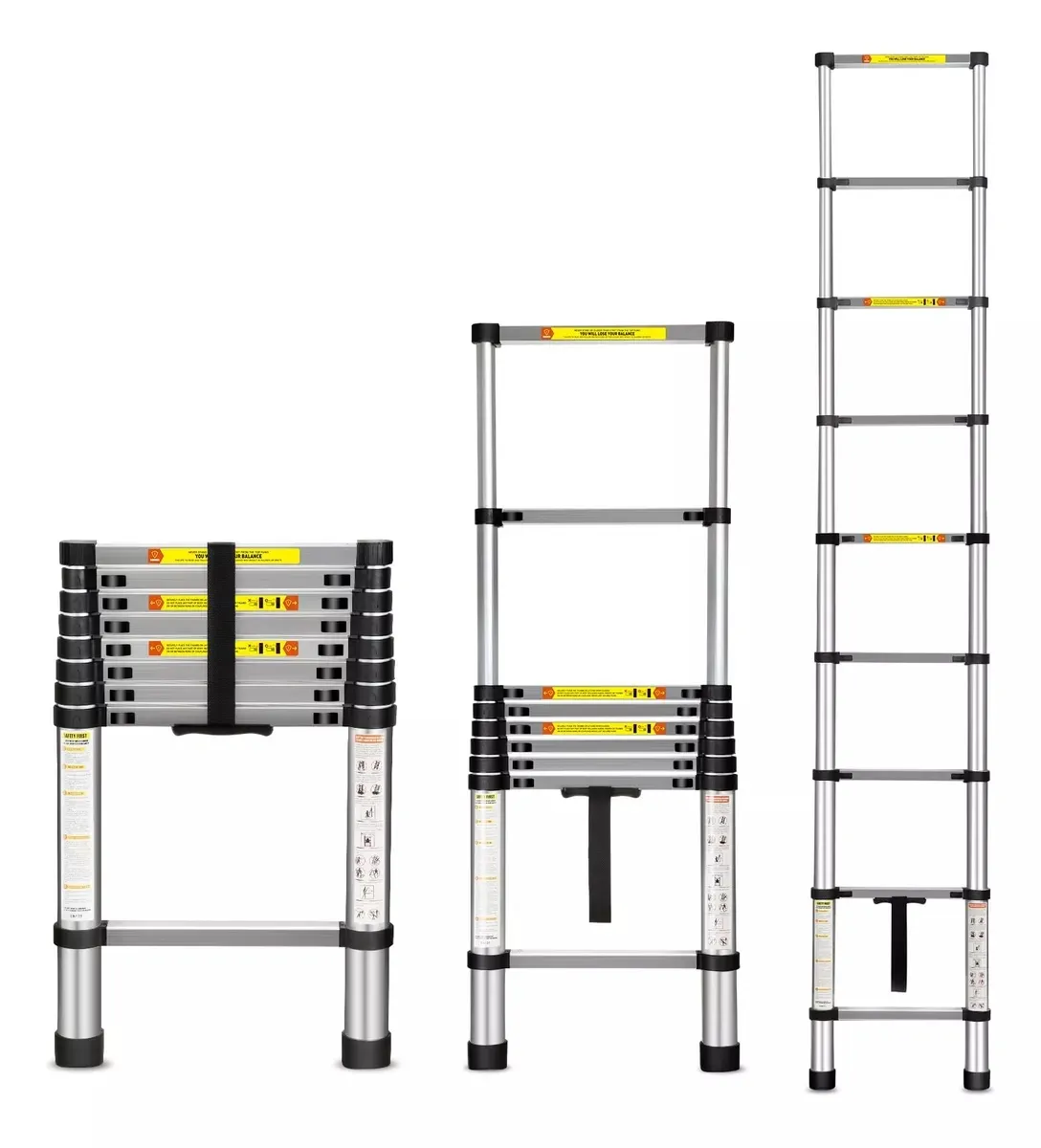 Escalera Aluminio Telescopica 8 Peldaños Uduke