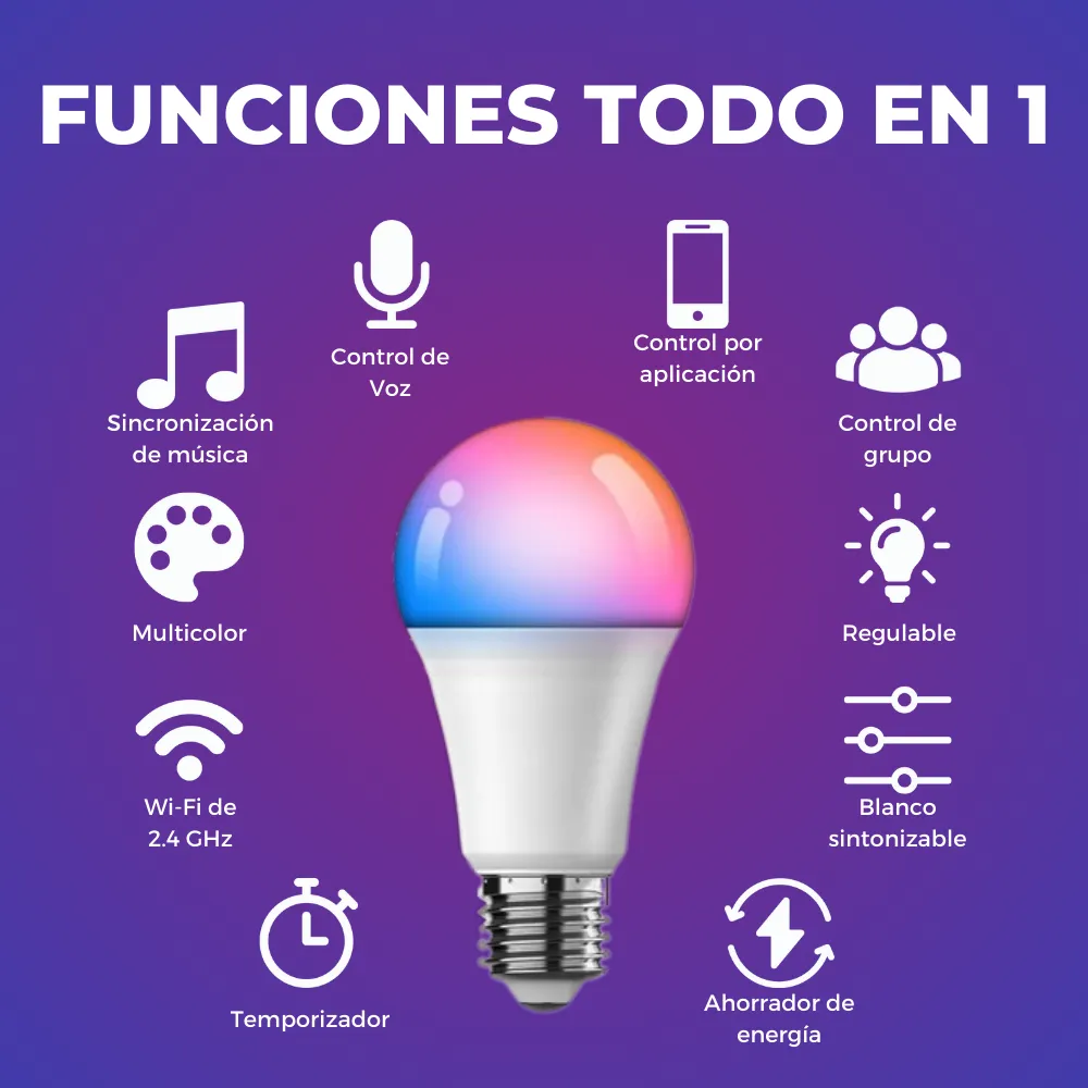 Combo Bombillo Inteligente LED + Tomacorriente Inteligente Alexa Google Asistente