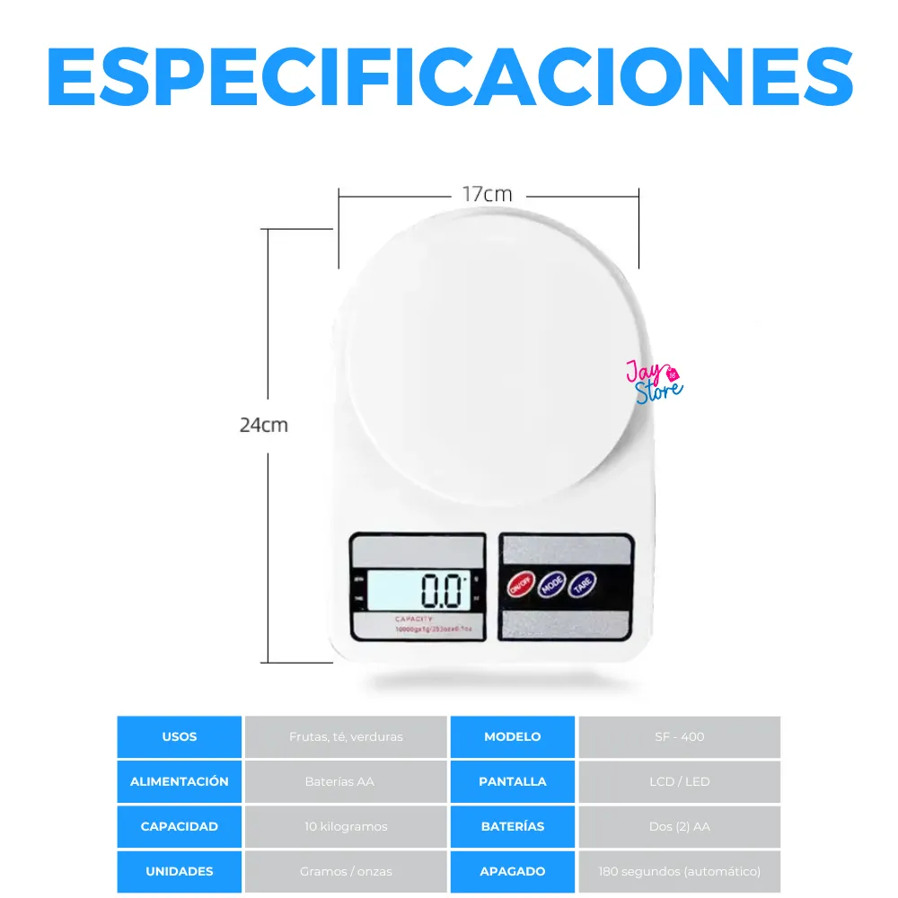 Balanza Gramera Bascula Digital Cocina Tara 10Kg Portátil