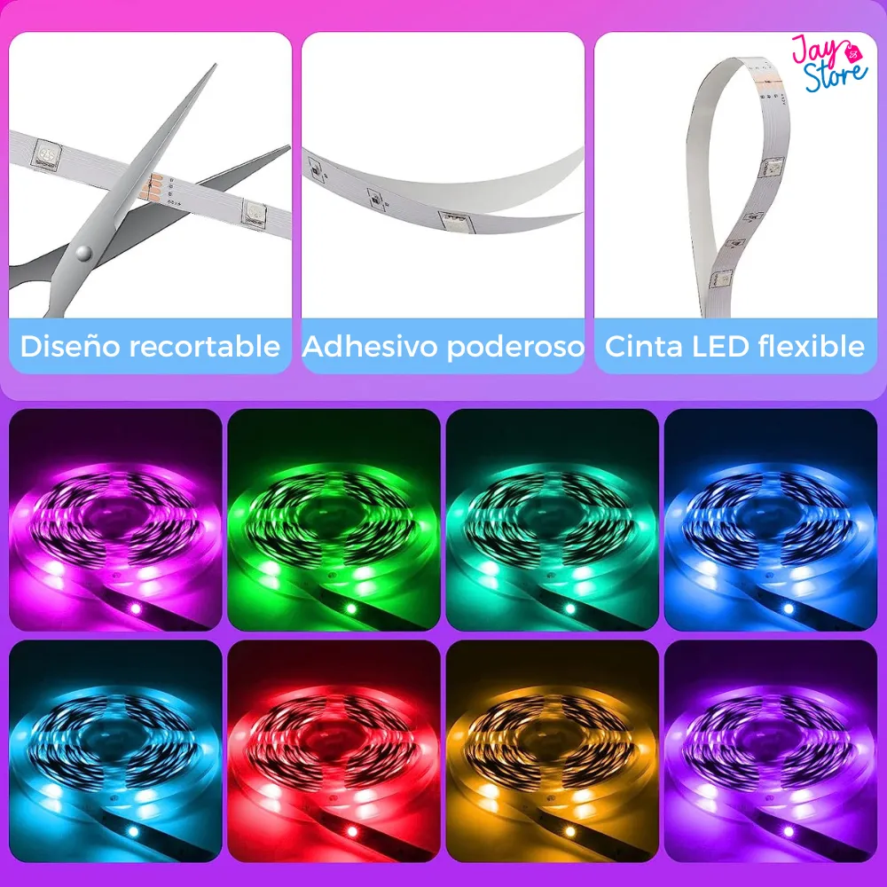 Cinta Luz Led 30mts Bluetooth 5050 RGB + Control Tira De Luces LED