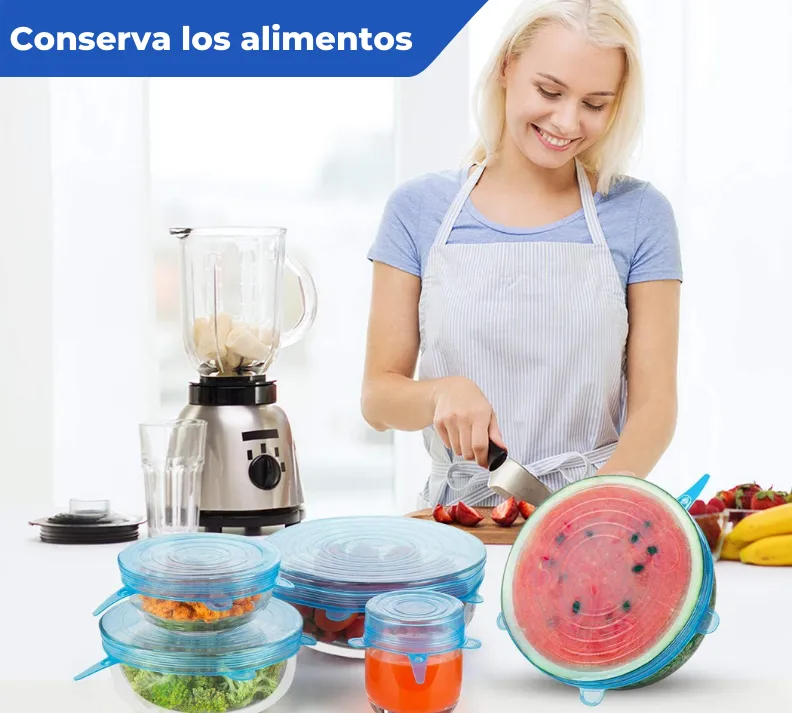 Setx6 Tapas De Silicona Reutilizables Elásticas Redondas Alimentos