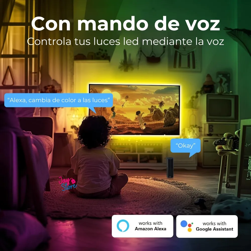 Cinta De Luz Led Tira Luz 20mts WiFi Inteligente, Bluetooth, Alexa, Google Home