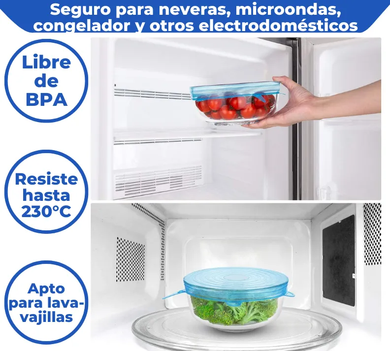 Setx6 Tapas De Silicona Reutilizables Elásticas Redondas Alimentos