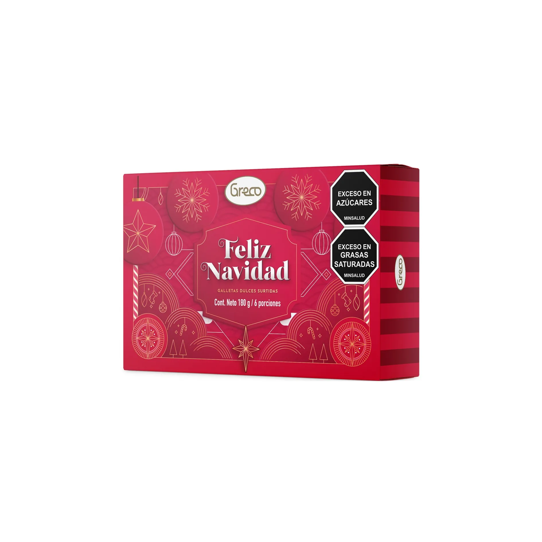 Galletas Navideñas Greco Estuche Feliz Navidad 180 g X 24 U