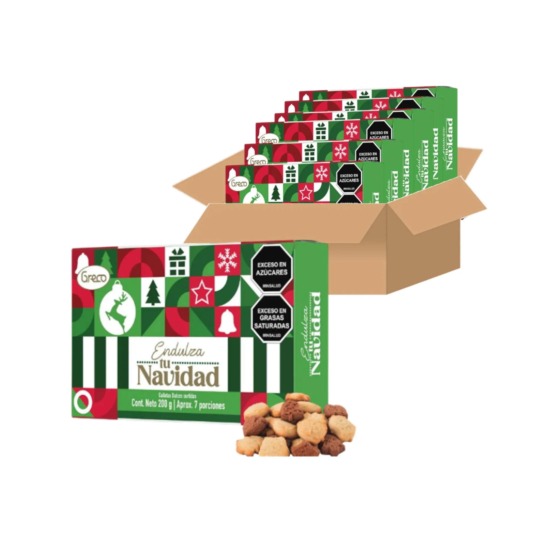 Galletas Navideñas Greco Endulza Tu Navidad 200g Caja X 24 U