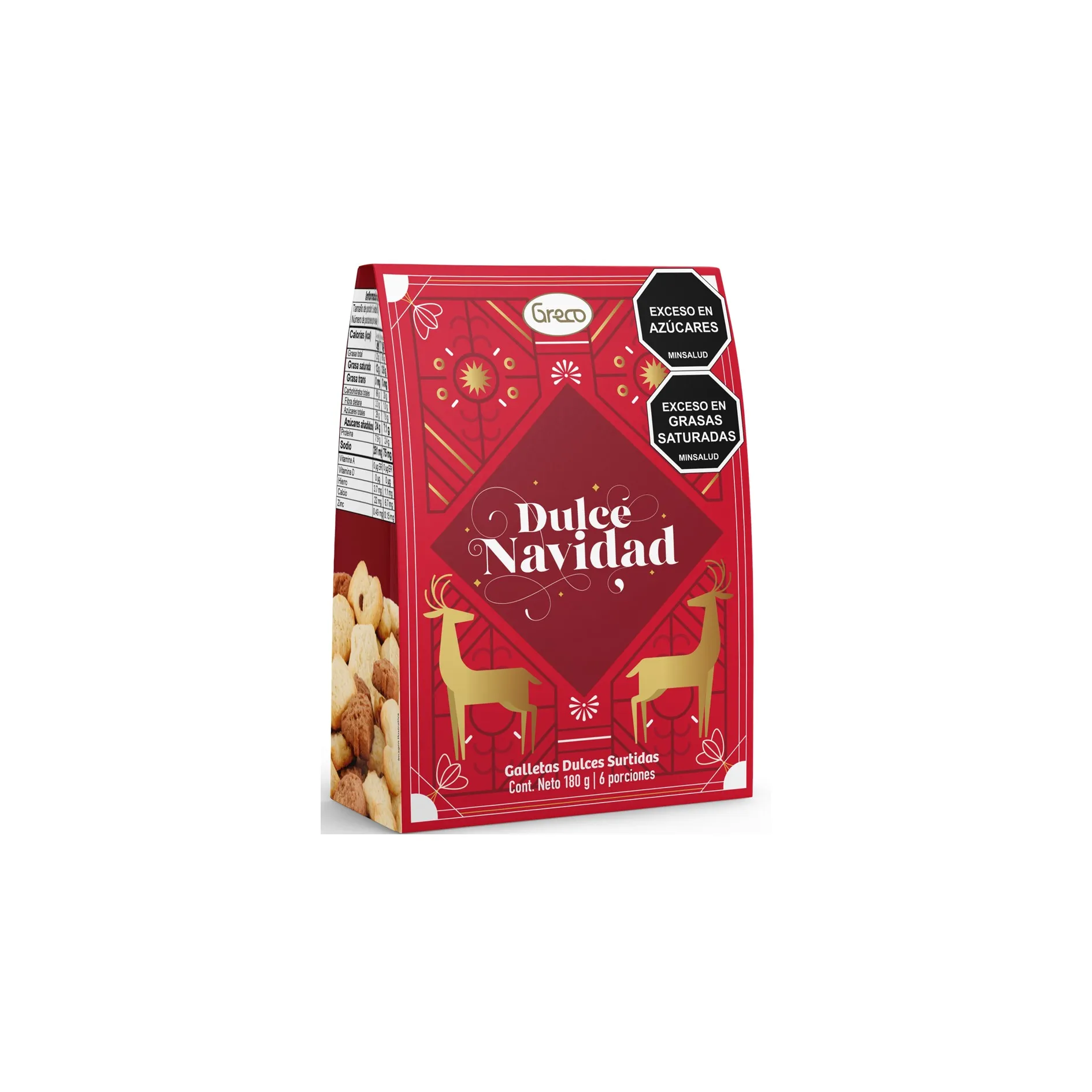 Galletas Navideñas Greco Estuche Dulce Navidad 180 g X 24 U