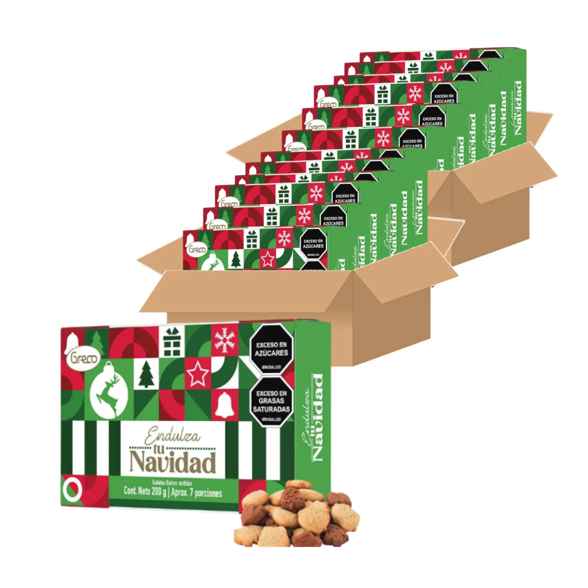 Galletas Navideñas Greco Endulza Tu Navidad 200g Caja X 48 U