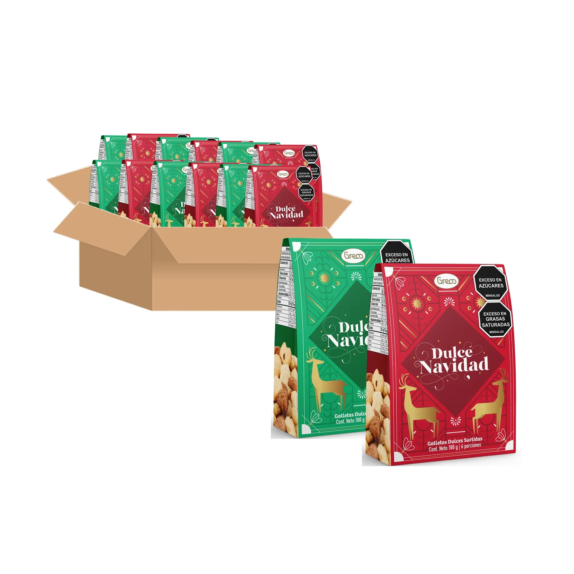 Galletas Navideñas Greco Estuche Dulce Navidad 180 g X 24 U