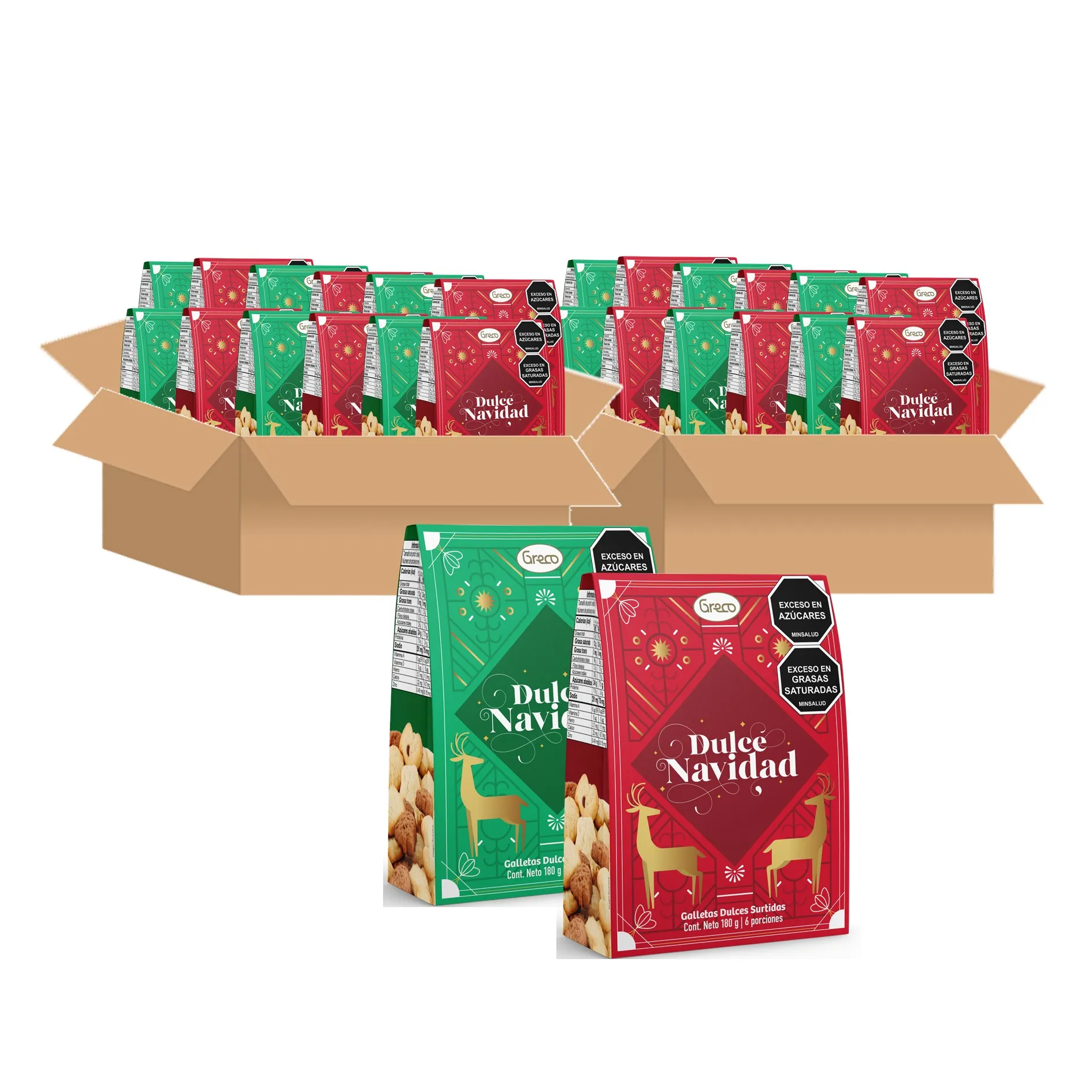 Galletas Navideñas Greco Estuche Dulce Navidad 180 g X 48 U