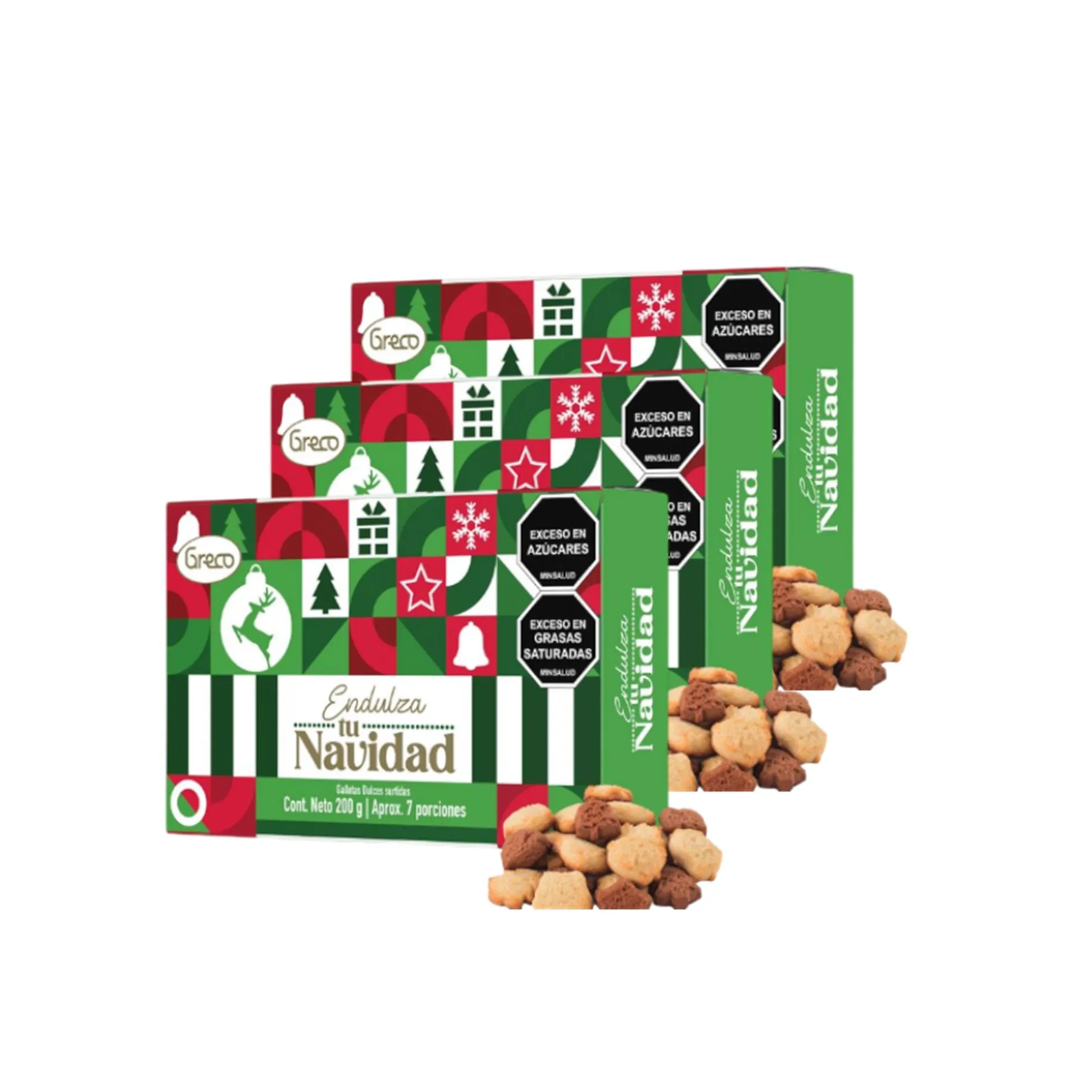 Galletas Navideñas Greco Endulza Tu Navidad 200 g X 3 U